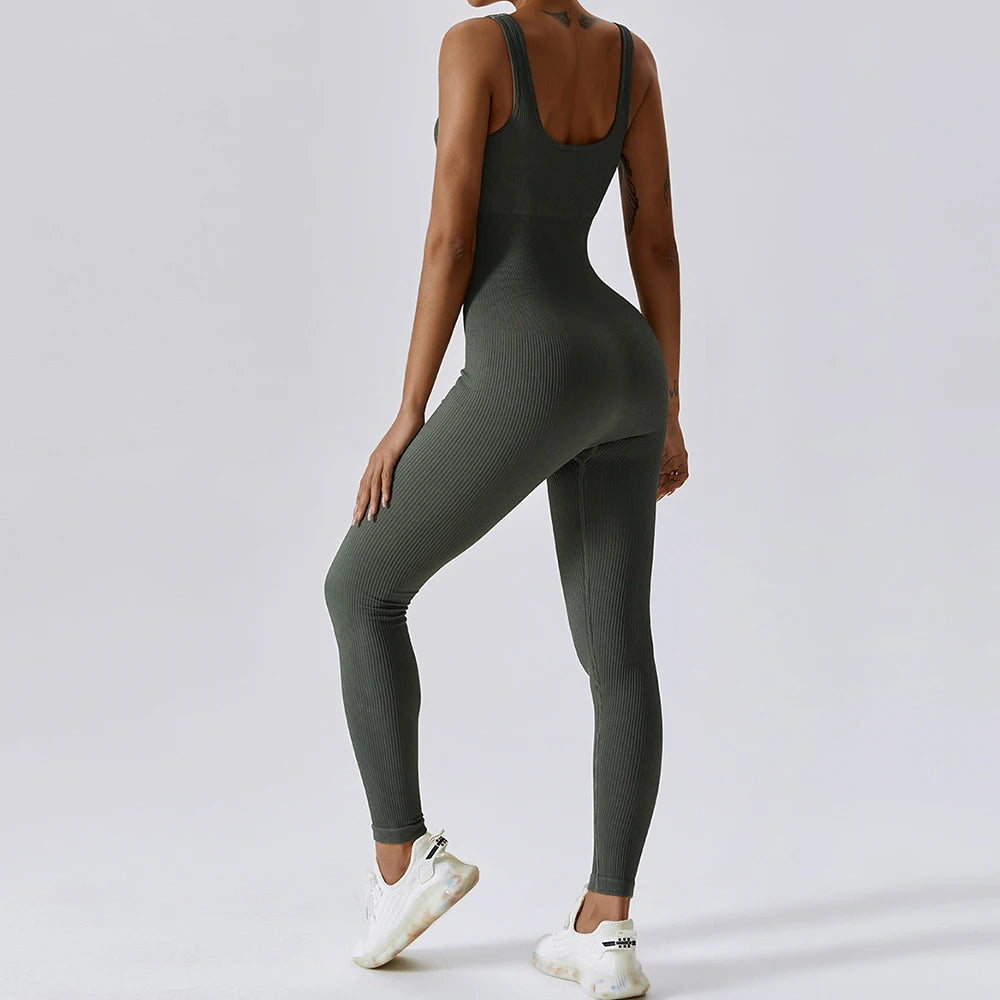 Seamless One-Piece Yoga Suit for Women - Spring Workout Outfit with Belly Control for Dance, Fitness & Tightening - Perfect for Yoga, Gym & Activewear