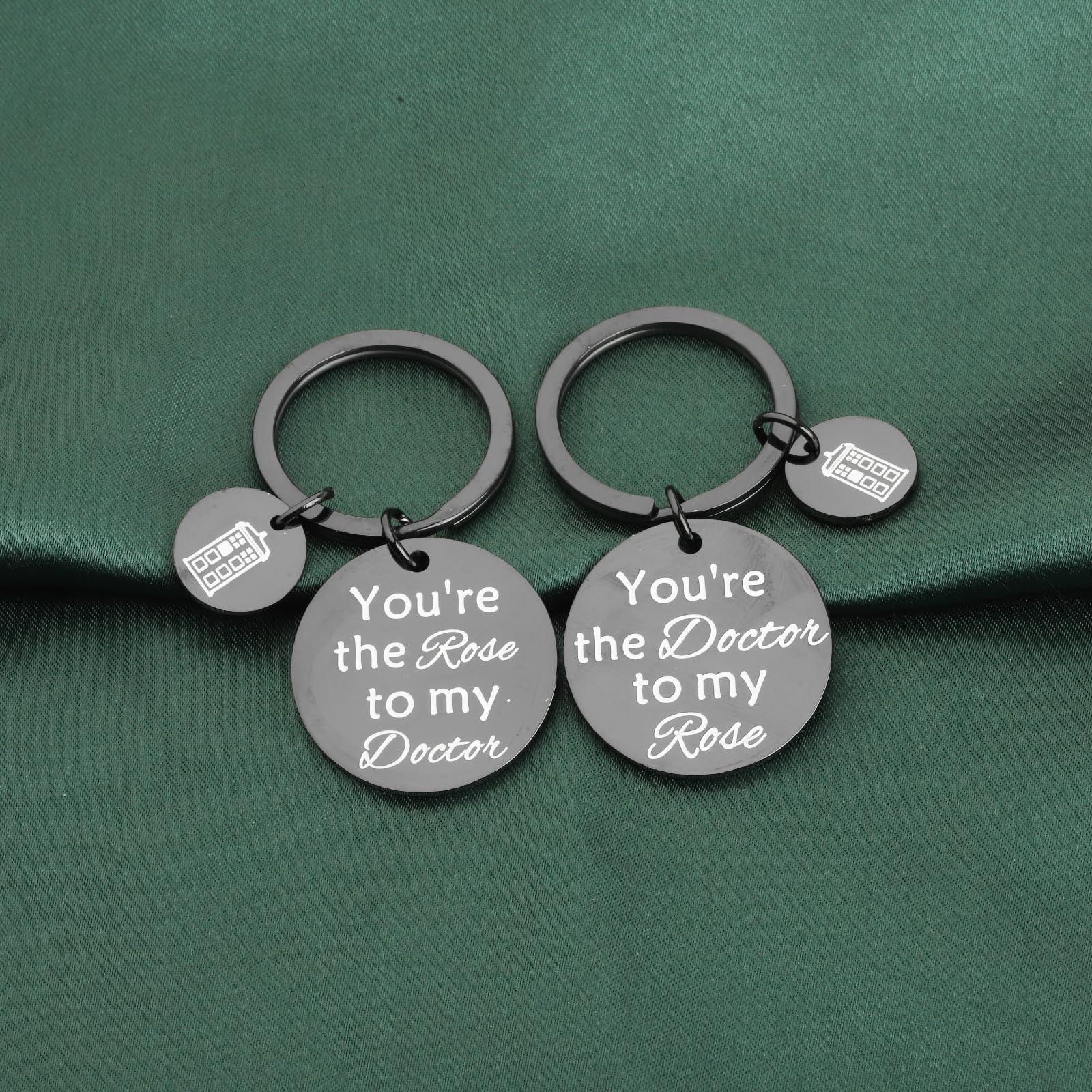 BAUNA Doctor Who Inspired Police Box Keychain Set - Couple Gift for Him and Her, Perfect for Anniversary, Valentine's Day & Geeky Fan Gifts