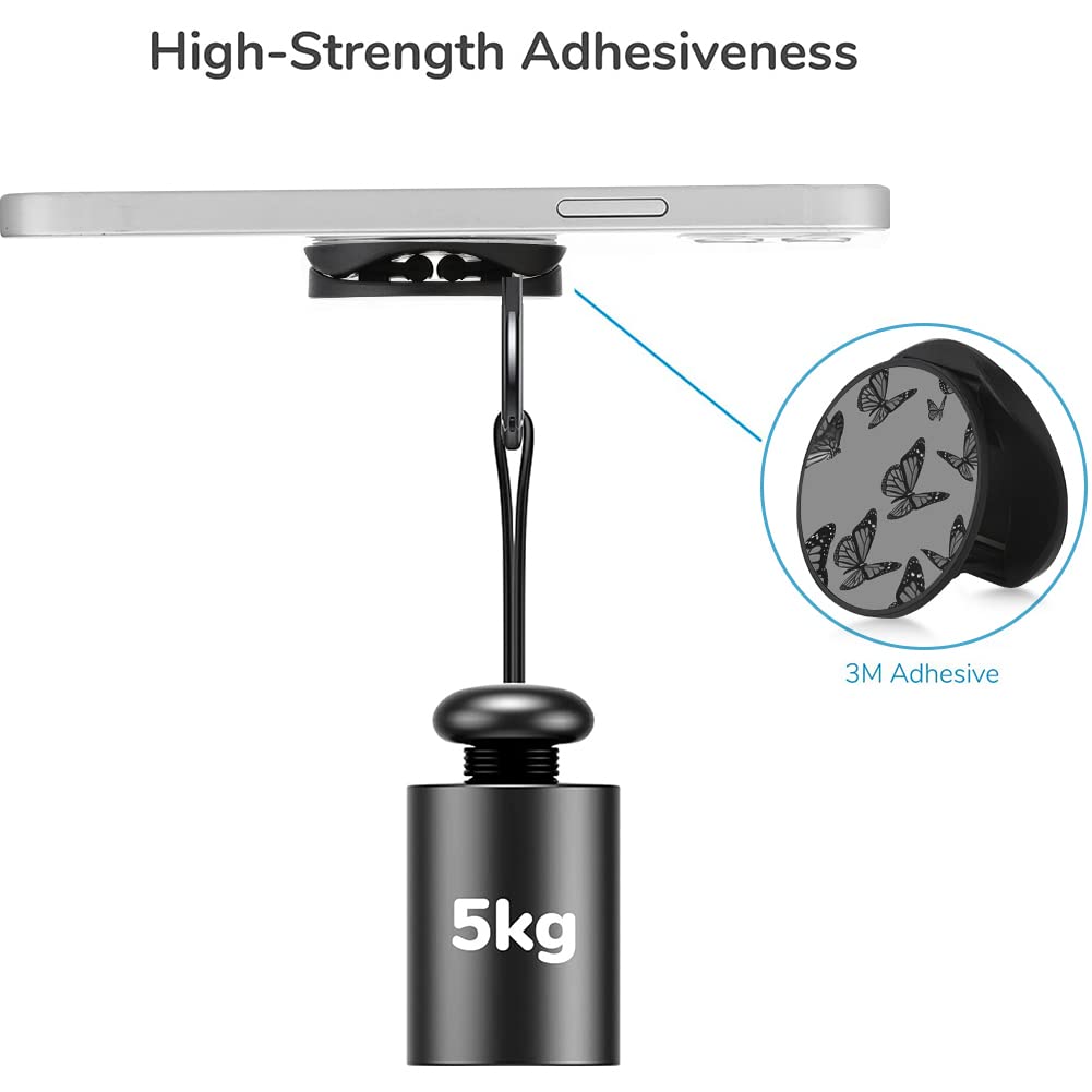 2 Pack Universal Phone Finger Stand Holder & Kickstand - Expandable Grip Compatible with Most Smartphones & Cases (Black Leopard & Butterfly) - Perfect for Watching Videos, Gaming & Hands-Free Use