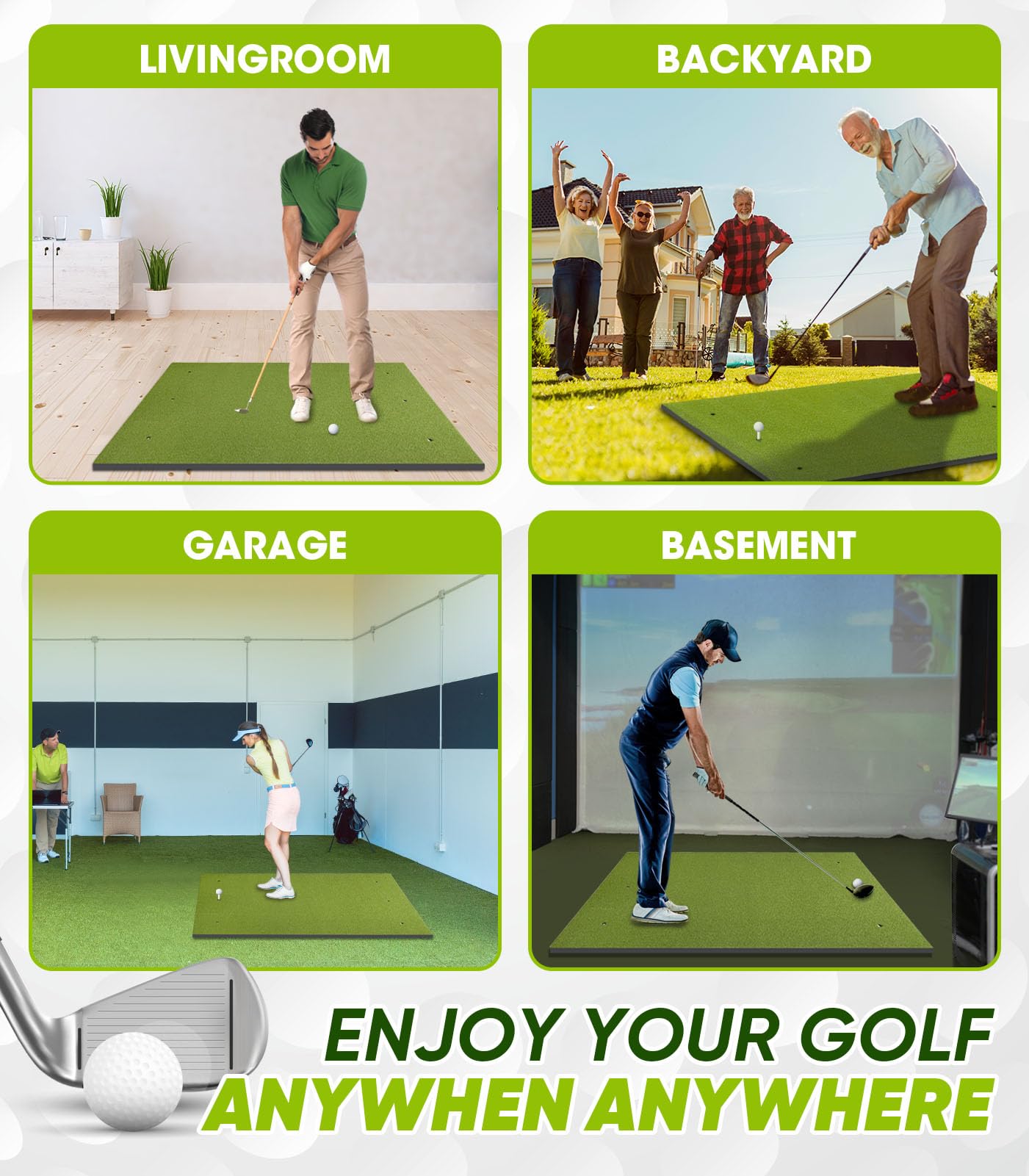 Premium Golf Practice Mat - Thickened Non-Slip Golf Hitting Mat for Indoor & Outdoor Training, Driving & Chipping - Artificial Turf Golf Mat with Durable Base - Perfect Gift for Men & Boys - Ideal for Home, Office, Backyard & Driving Range Practice