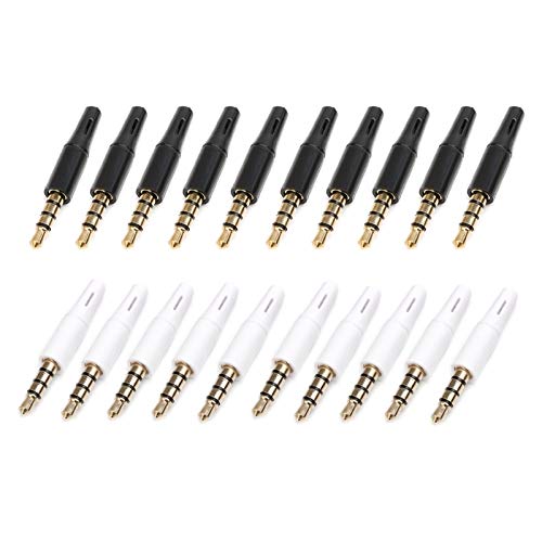 10Pcs 3.5mm Stereo Headphone Jack Adapter - 4 Pole Audio Plug Connector for Headphones, Speakers & Mobile Devices - Perfect for Home, Office & Travel Use (White)