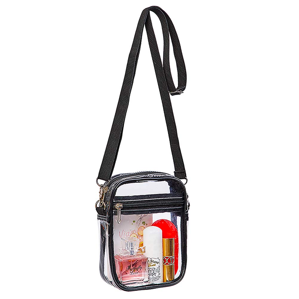 COVAX Clear Crossbody Purse Bag - Stadium Approved Transparent Bag for Concerts, Festivals, Sports Events & Theme Parks - Waterproof & Secure for Travel, Shopping & Night Out