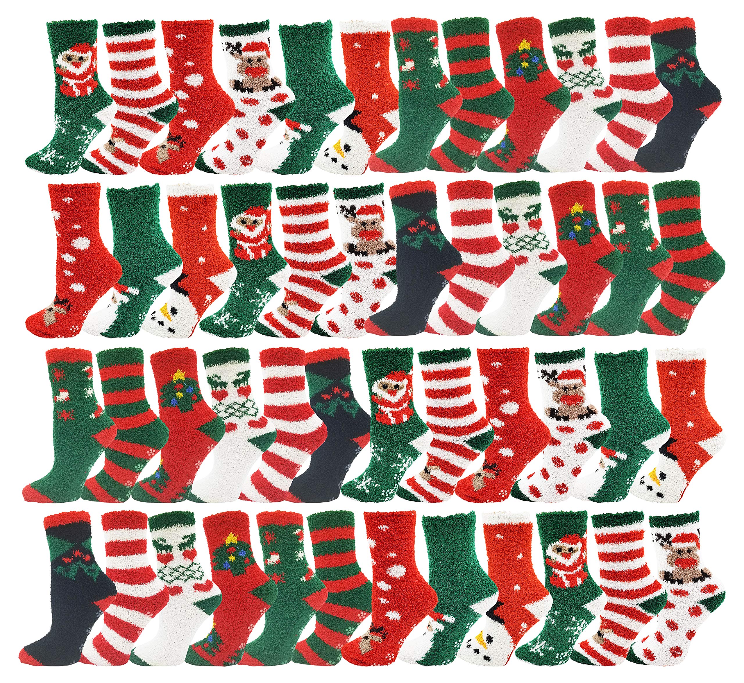 48 Pairs Women's Christmas Socks - Holiday Novelty Socks with Colorful Xmas Patterns (Wholesale Bulk Pack) - Perfect for Gifts, Stocking Stuffers & Christmas Parties