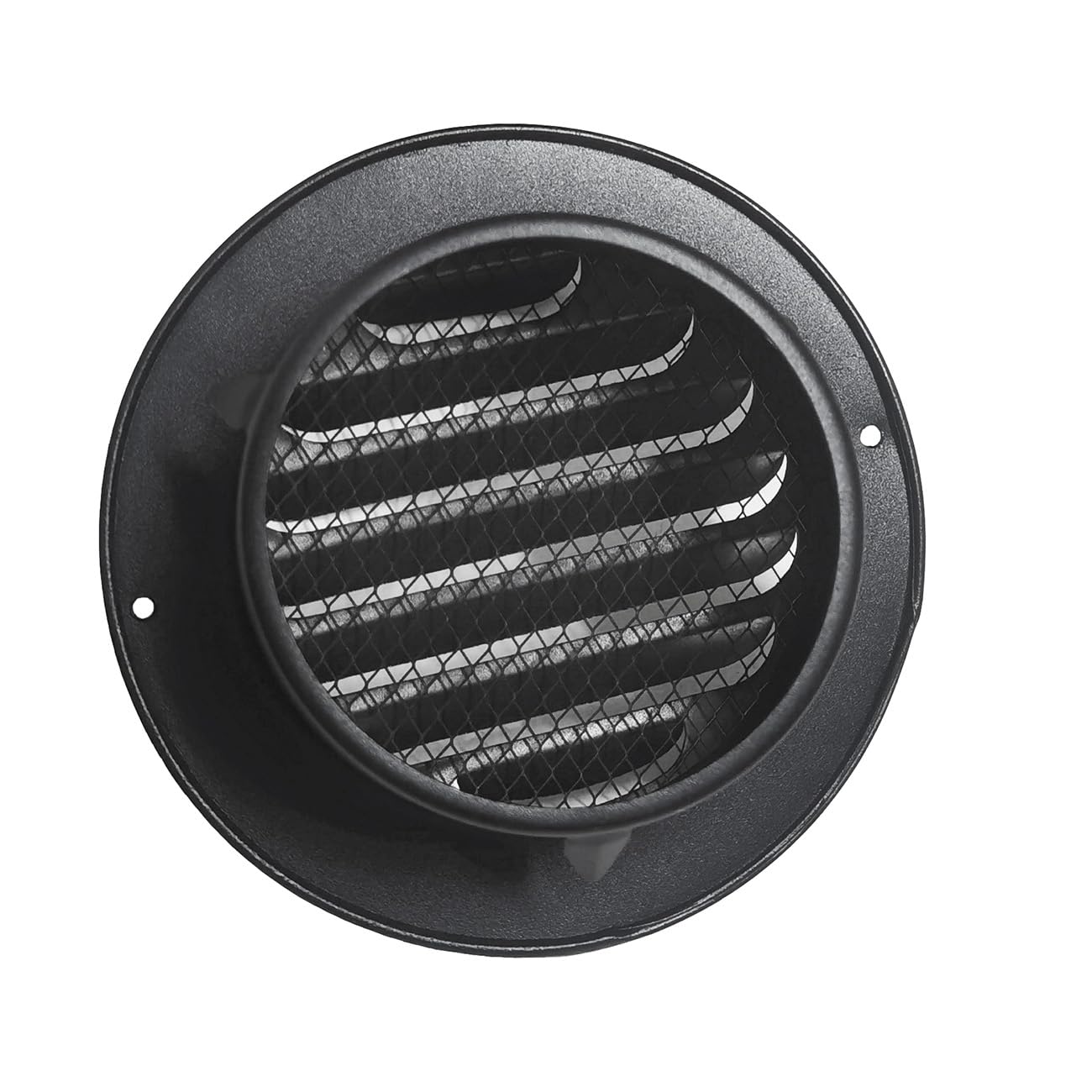 4 Inch Black Metal Round Vent Cover - Louvered Stainless Steel Grille with Fly Screen Mesh for Improved Air Circulation & Ventilation - Perfect for Home, Office, and HVAC Systems