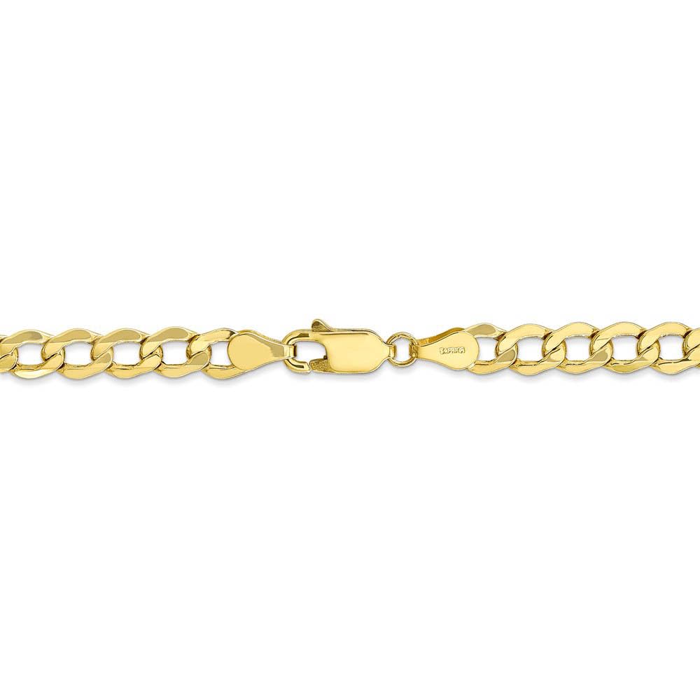 5.25mm 10k Yellow Gold Hollow Curb Chain Bracelet for Women - Elegant Gift