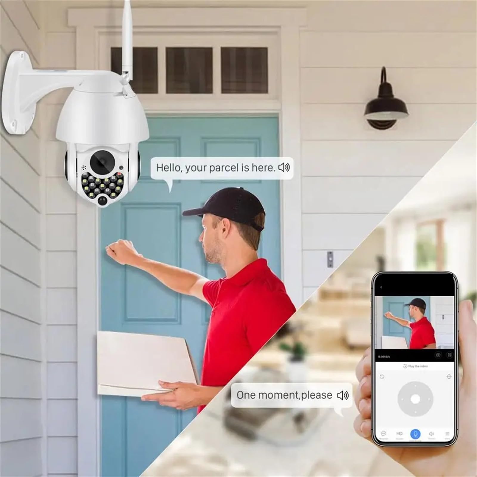 4MP Outdoor Security Camera with Auto Tracking - 1080P HD Wireless IP Camera, Night Vision & Motion Detection for Home Surveillance - Perfect for Backyard, Garage & Business Security Monitoring