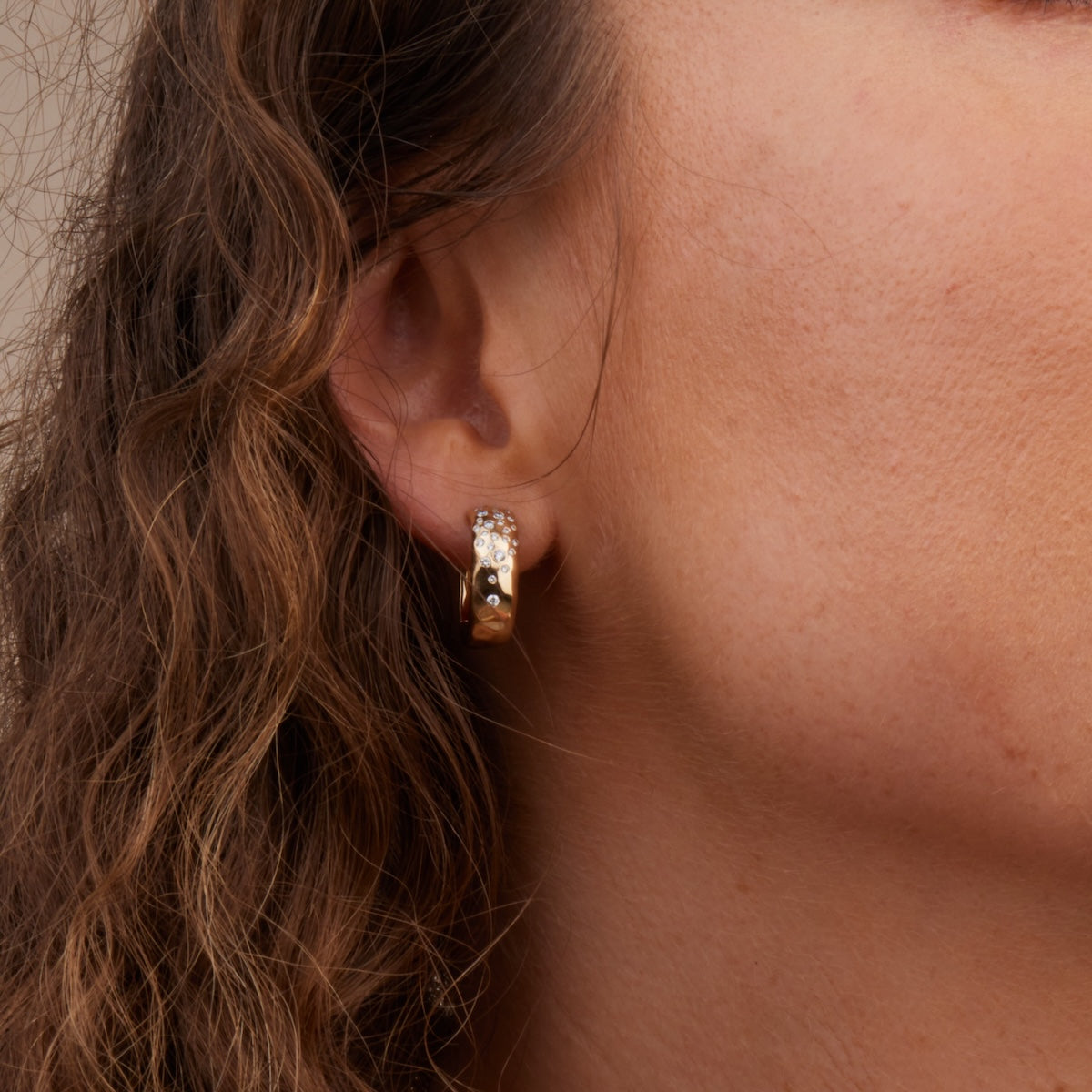 Diamonds in the Rough Hoops - Elegant Gold-Plated Hoop Earrings for Women | Perfect for Parties, Weddings & Everyday Wear