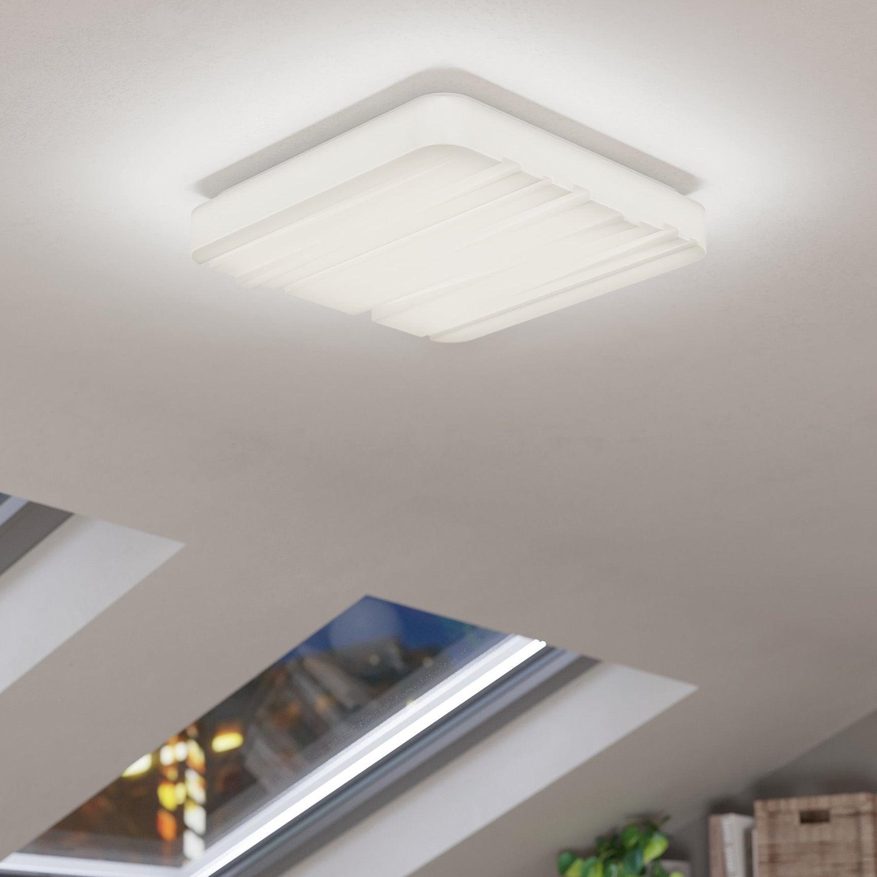 Eglo Ferentino 33cm LED Square Flush Mount Ceiling Light - Modern White Fixture for Kitchen, Bathroom & Bedroom Lighting