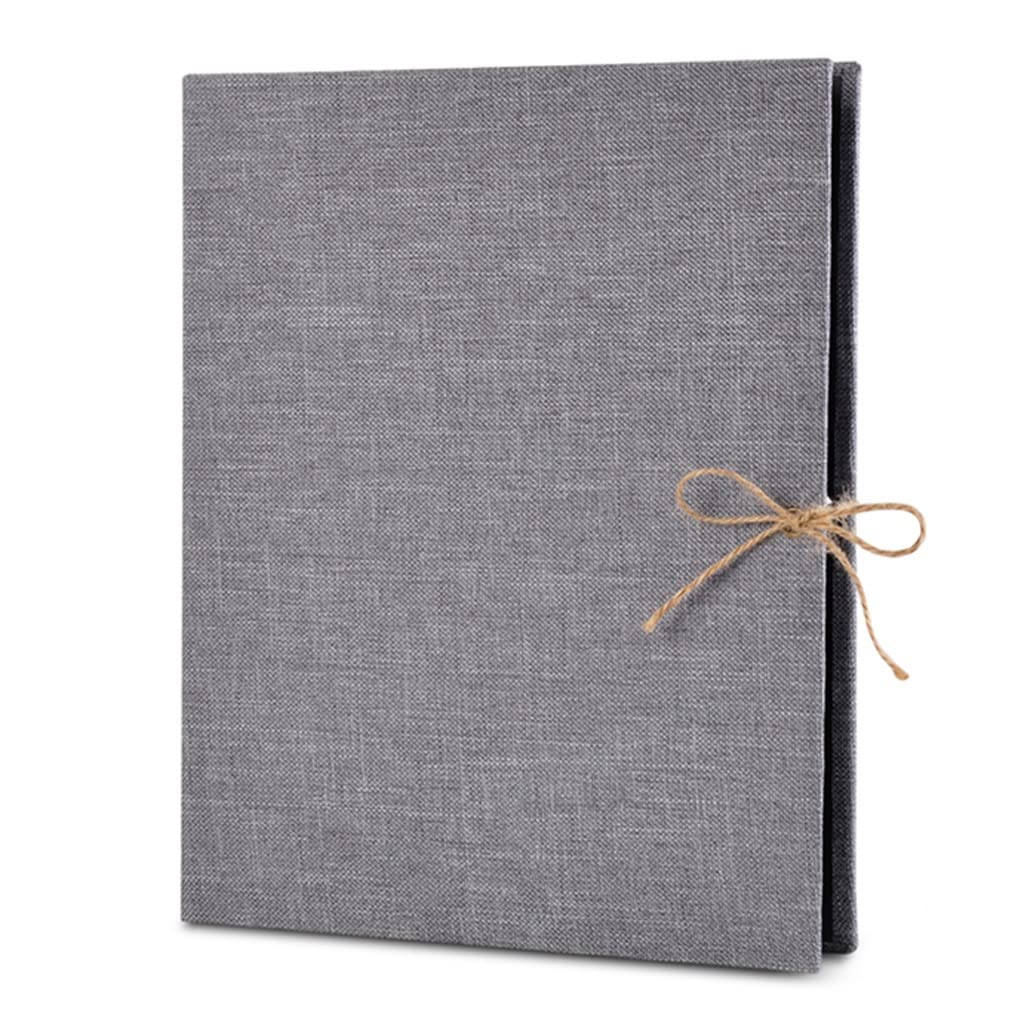 Premium Linen Scrapbook Photo Album - 60 Black Pages Memory Book for Wedding, Baby, Travel & Guest Signing | DIY Craft Kit (Gray, 7