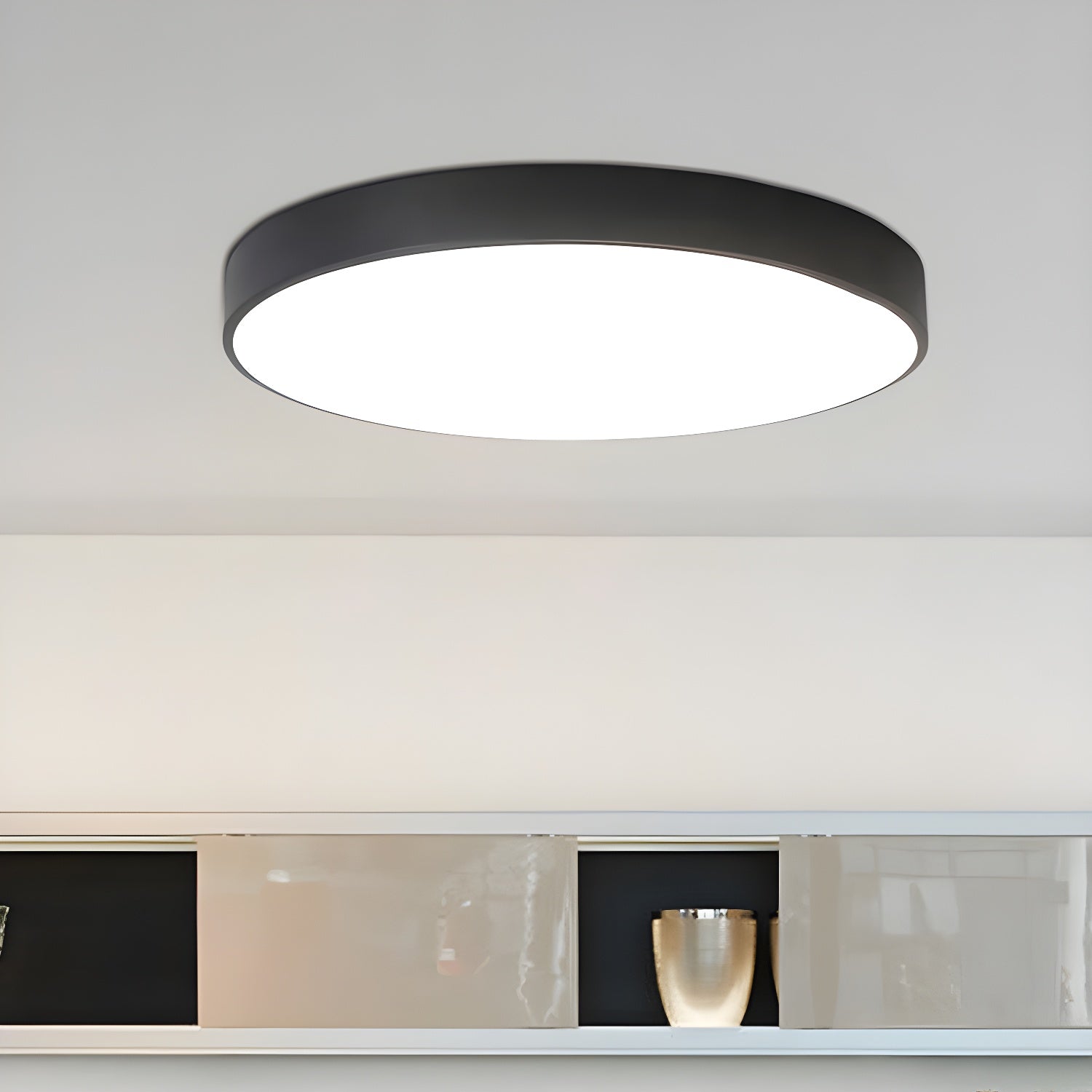 Modern Circular Slimline LED Ceiling Light Fixture - Energy Efficient Flush Mount Lighting for Bedroom, Kitchen, Living Room & Office - Dimmable Indoor Ceiling Lamp with Easy Installation