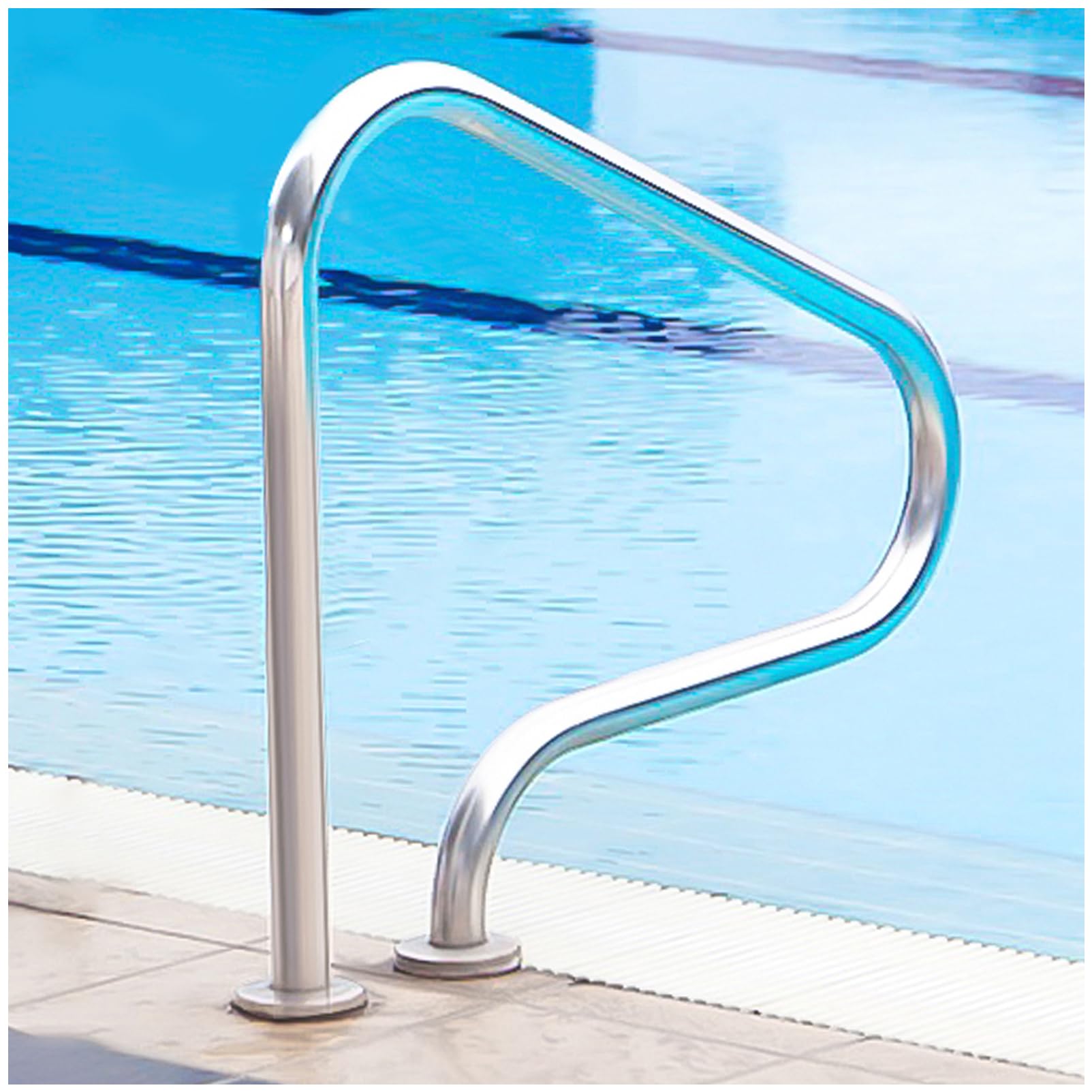 Stainless Steel Pool Handrail - Heavy Duty 304 Stainless Steel Safety Rail for In-Ground Pools | 330lbs Weight Capacity | 31.5x31.5 Inch (800x800mm) | No Pre-Embedding Required with Expansion Screws Included | Perfect for Pool Safety, Elderly Assistance & ADA Compliance