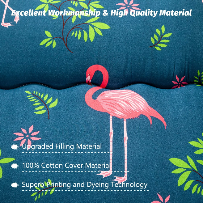 MAXYOYO Flamingo Japanese Floor Futon Mattress - Memory Foam Foldable Guest Bed for Small Spaces | Perfect for Apartments, Dorms & Sleepovers
