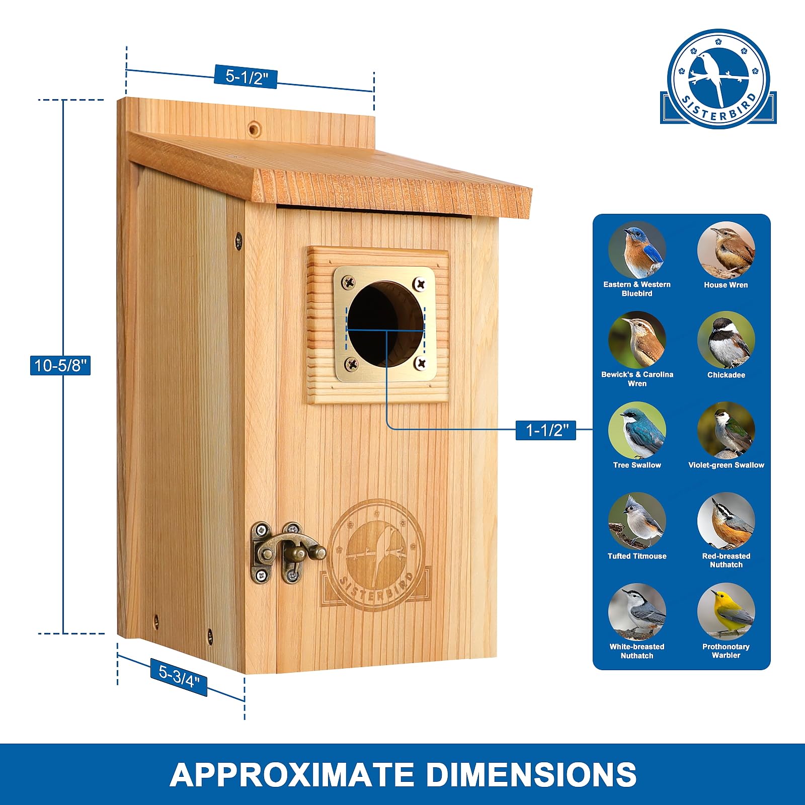 2 Pack Cedar Bird Houses with Copper Guard - Outdoor Birdhouse for Bluebirds, Finches, Swallows, Wrens & Chickadees - Easy Assembly - Perfect for Garden, Backyard & Nature Lovers