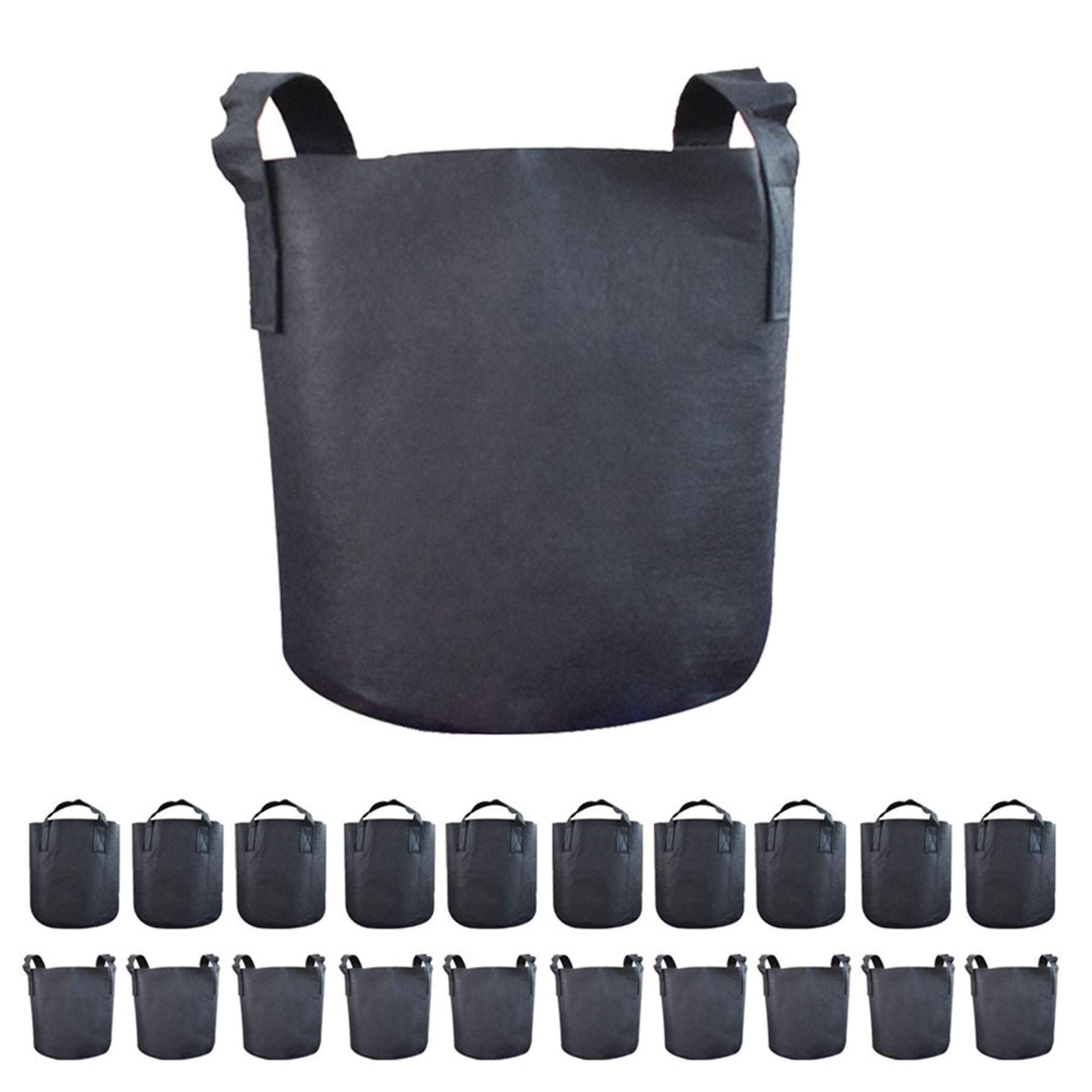 Premium 5-Pack Fabric Grow Bags with Handles - Breathable Plant Pots for Vegetables, Herbs & Flowers - Durable Garden Containers for Indoor/Outdoor Planting, Soil Aeration & Root Pruning