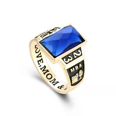 Authentic PJM Mementos USA Premium Class Ring for Men - 925 Sterling Silver or 10KT Gold Checkerboard Collection - Custom High School College University Graduation Ring - Perfect Graduation Gift for Him | Ideal for Commencement Ceremonies, Alumni Reunions & Lifetime Keepsakes