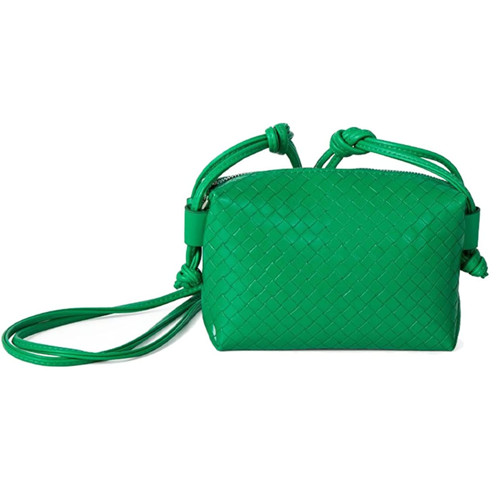 Women's Woven Crossbody Bag with Zip Closure - Stylish Camera Purse & Shoulder Bag for Everyday Use | Green Color | Perfect for Travel, Shopping & Casual Outings