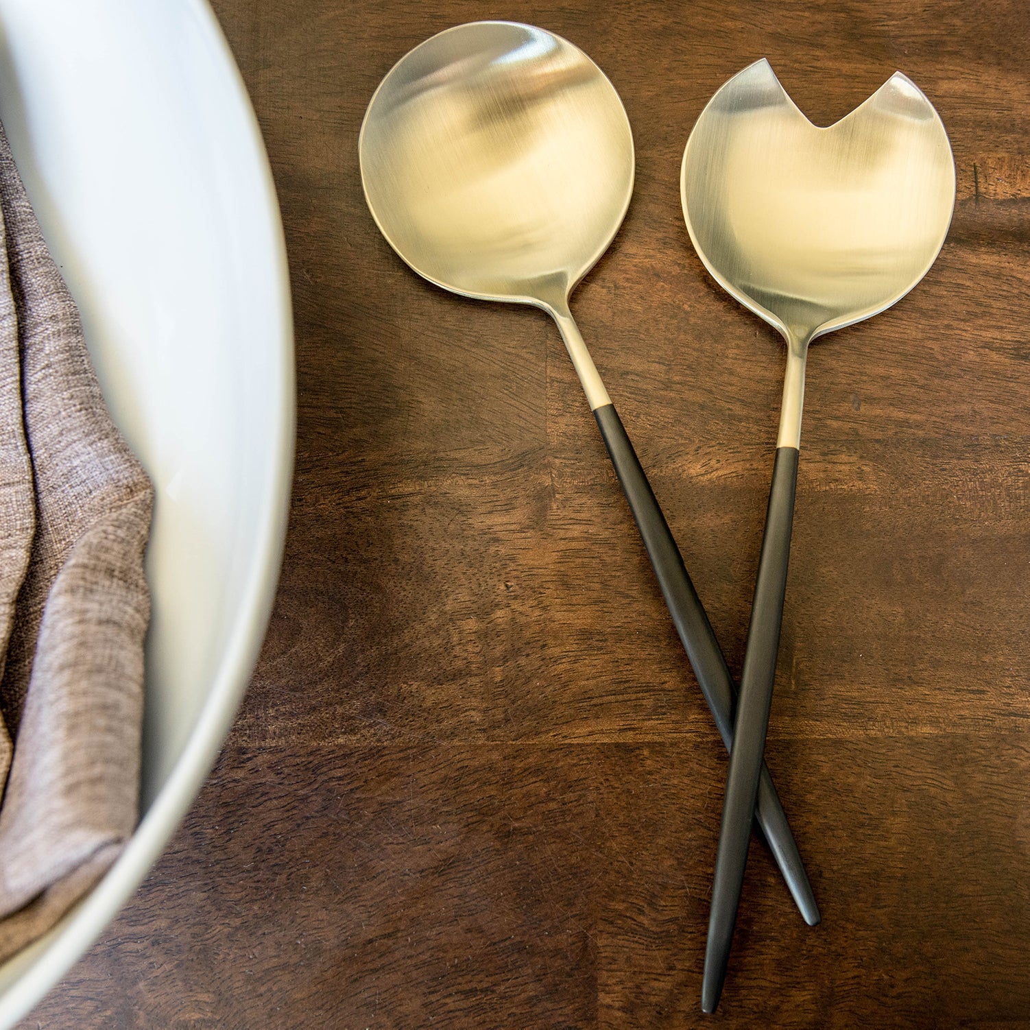 Elegant Black Champagne Satin 2-Piece Serving Set - Perfect for Dinner Parties, Wedding Receptions & Formal Events