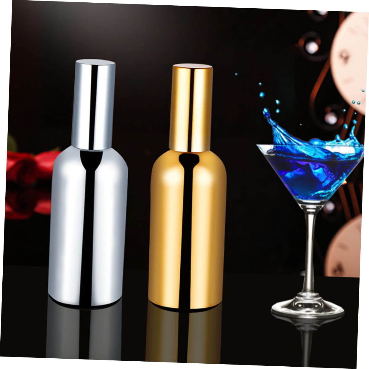 Premium Cocktail Atomizer Spray Bottles Set - Electroplated Glass with Non-Slip Base for Bartending, Mixology & Home Bar Use - Perfect for Cocktail Garnishing, Flavor Infusing & Bar Decor