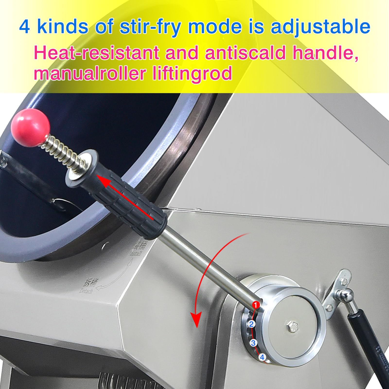 Automatic 360° Stir Fry Cooker with Water Spray - Drum Type Auto Cooking Wok Machine for Natural Gas Countertop - Perfect for Home Kitchens & Commercial Restaurants