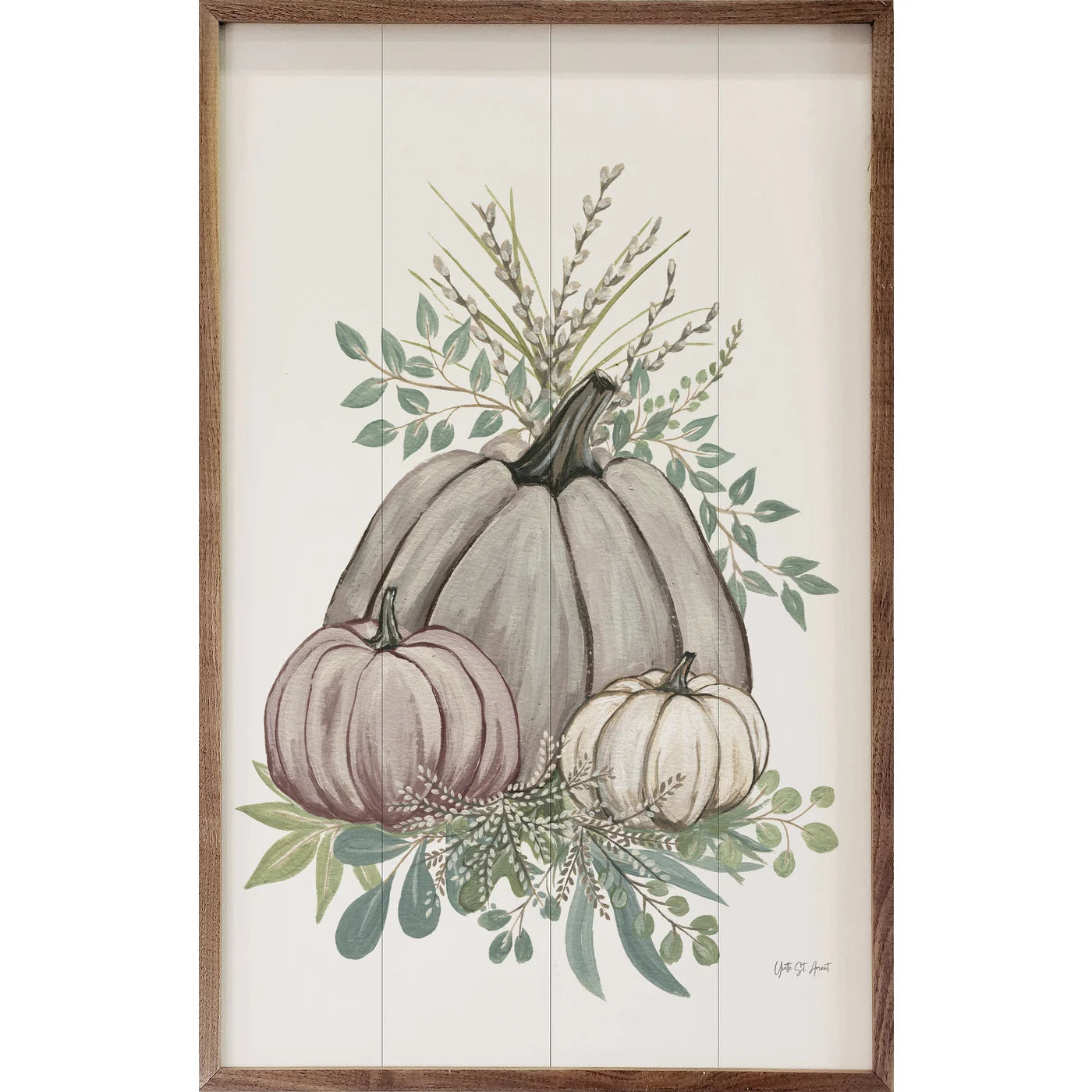 Harvest Greenery Wood Framed Print - Rustic Farmhouse Wall Art Decor for Living Room, Bedroom & Office - Perfect for Home, Wedding & Gift Giving