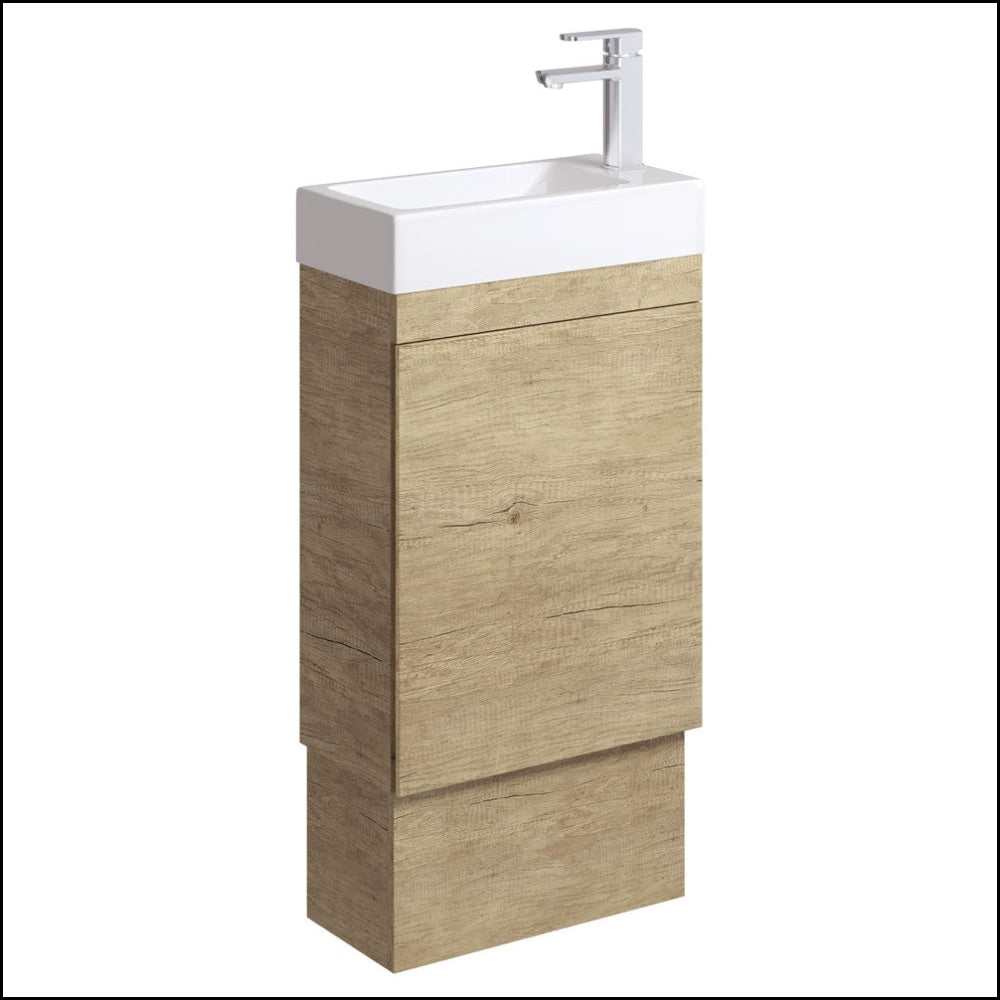 Fienza Edge 45RSK Scandi Oak 450mm Bathroom Vanity with Kickboard, No Overflow - Modern Sink Cabinet for Small Spaces, Perfect for Apartments and Powder Rooms