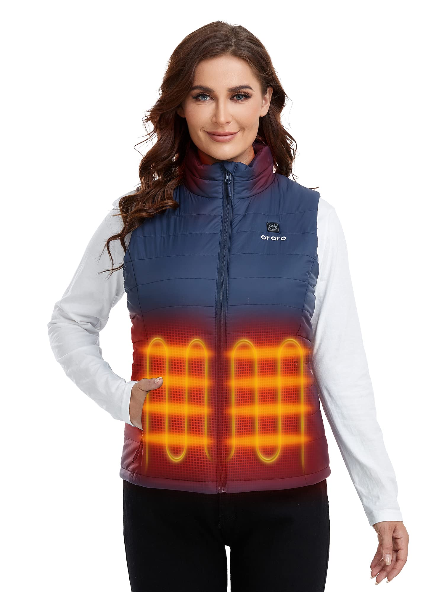 ORORO Women's Heated Vest with Upgraded Battery Pack - USB Rechargeable Winter Jacket for Outdoor Activities, Hiking, Camping & Cold Weather