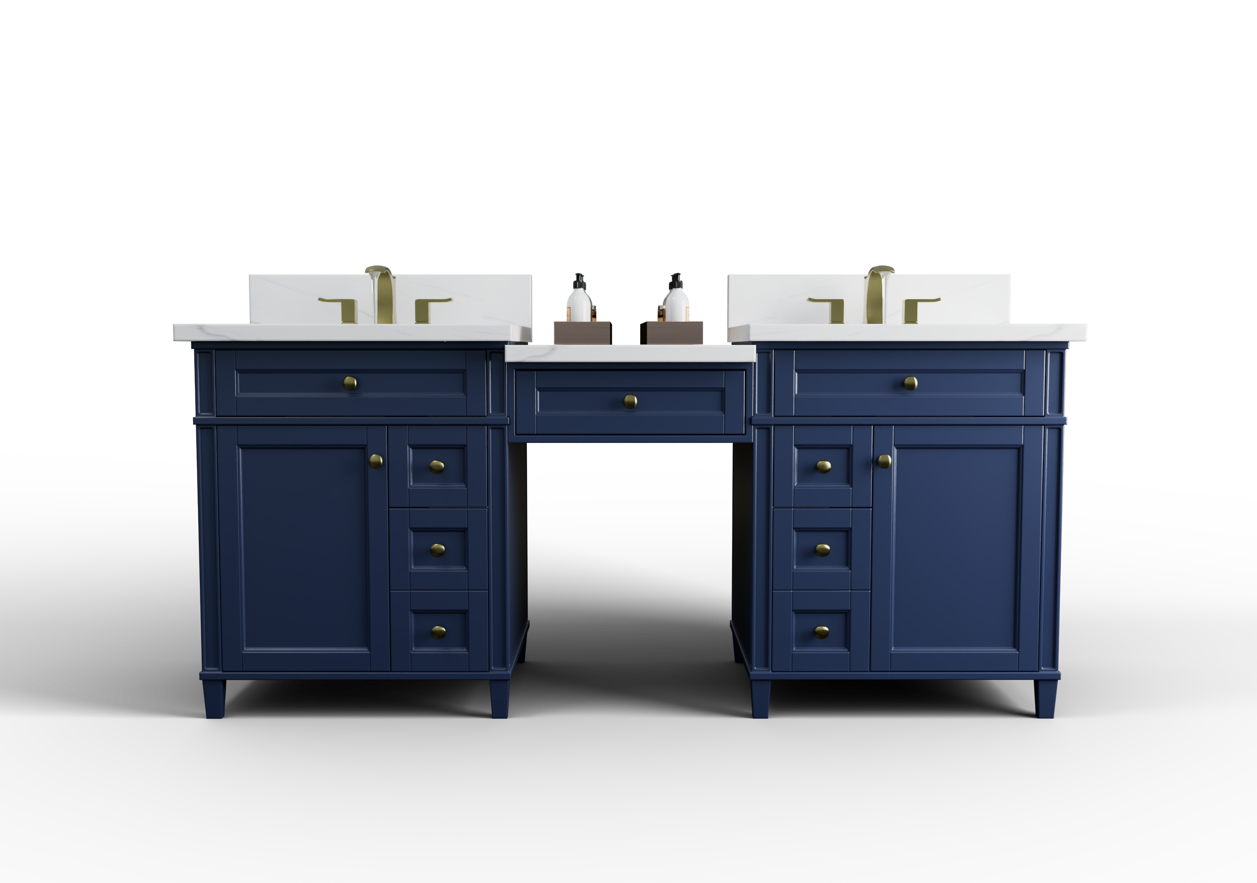 Kensington 84 Inch Solid Wood Bathroom Vanity in Navy Blue - Cabinet Only for Modern Bathroom Remodeling & Home Decor
