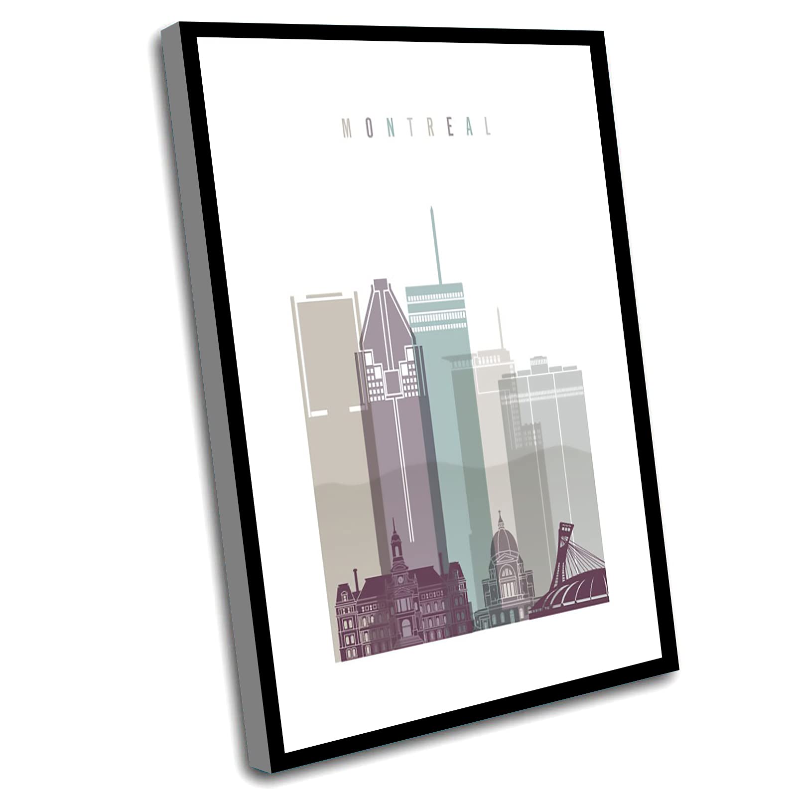Montreal Skyline Wall Art - 16x24 Inch Framed City Poster Print | Perfect for Bathroom Decor, Men's Bedroom, Office & Travel Gifts | Ideal for Home, Office & Urban Style Lovers