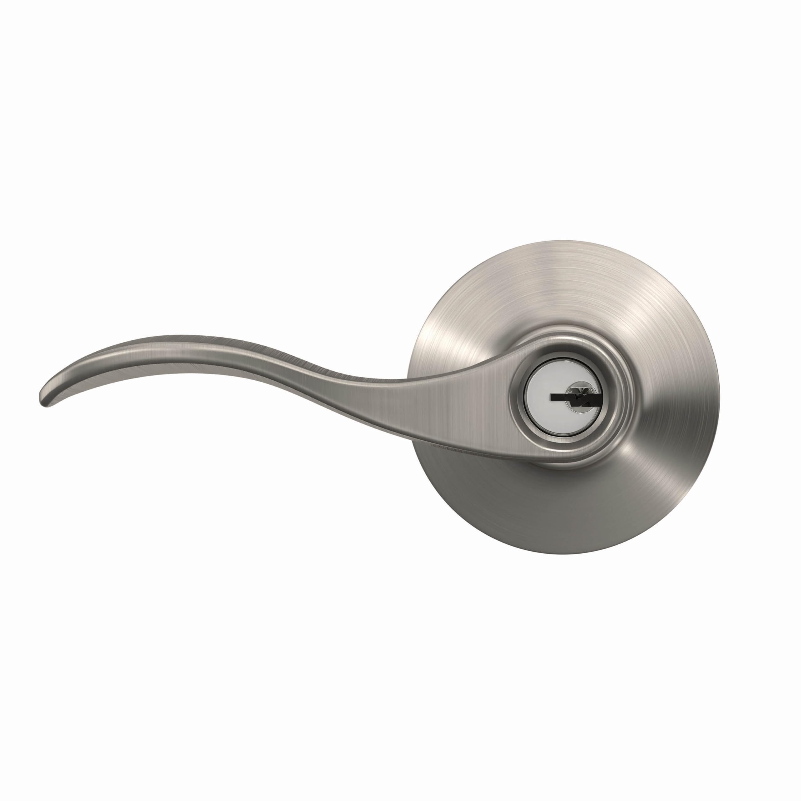 Schlage F51A ACC 619 Keyed Entry Door Lever Lock - Satin Nickel Finish | Secure & Stylish for Homes, Offices & Apartments