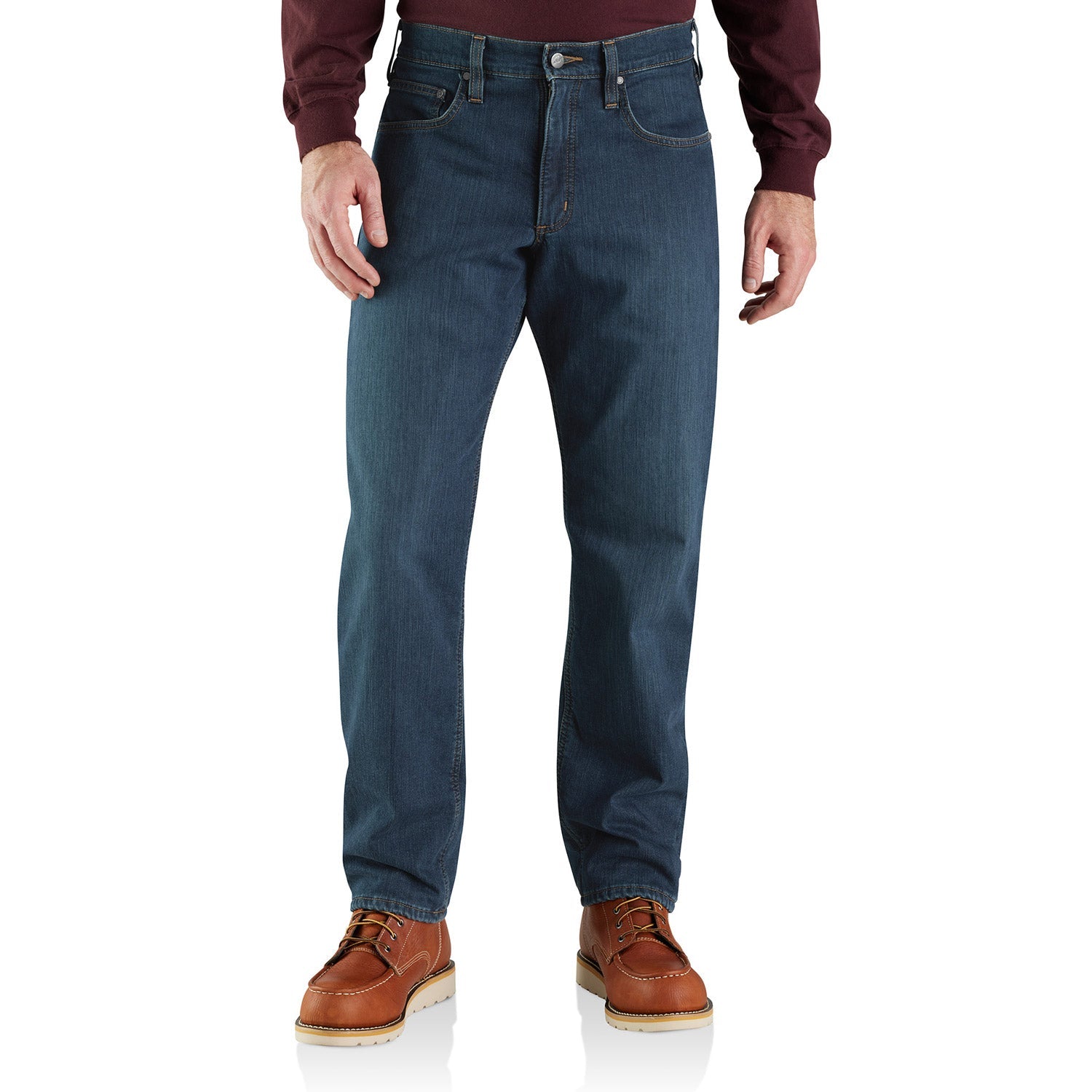 Carhartt Men's Rugged Flex® Relaxed Fit Fleece Lined 5 Pocket Jeans - Durable Work Pants for Construction, Outdoor & Winter Wear