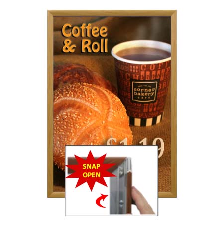 13x19 Wood Poster Snap Frame - SwingSnap 1 1/4 Inch Wide Faux Wood Frame in 3 Finishes | Perfect for Home Decor, Office Displays & Art Exhibitions