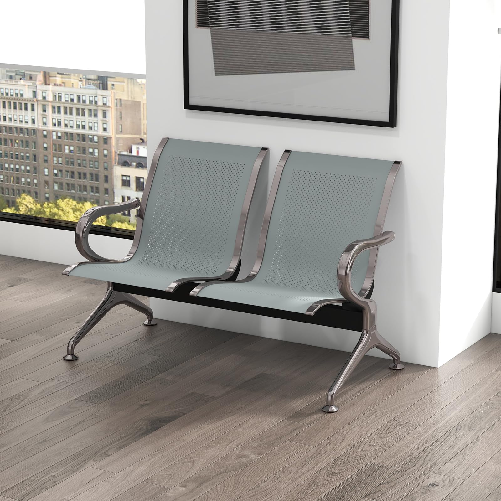 kinbor 2-Seat Waiting Room Chairs - Office Guest Reception Bench for Airport, Clinic & Bank | Comfortable Seating Solution for Lobbies & Waiting Areas