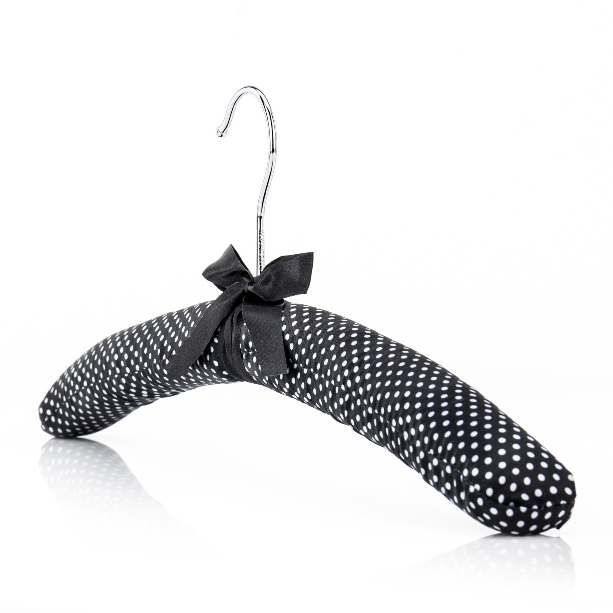 Hangerworld 5-Pack Black & White Polka Dot 17-Inch Satin Padded Coat Hangers for Closet Organization & Delicate Garments - Perfect for Dresses, Suits & Coats