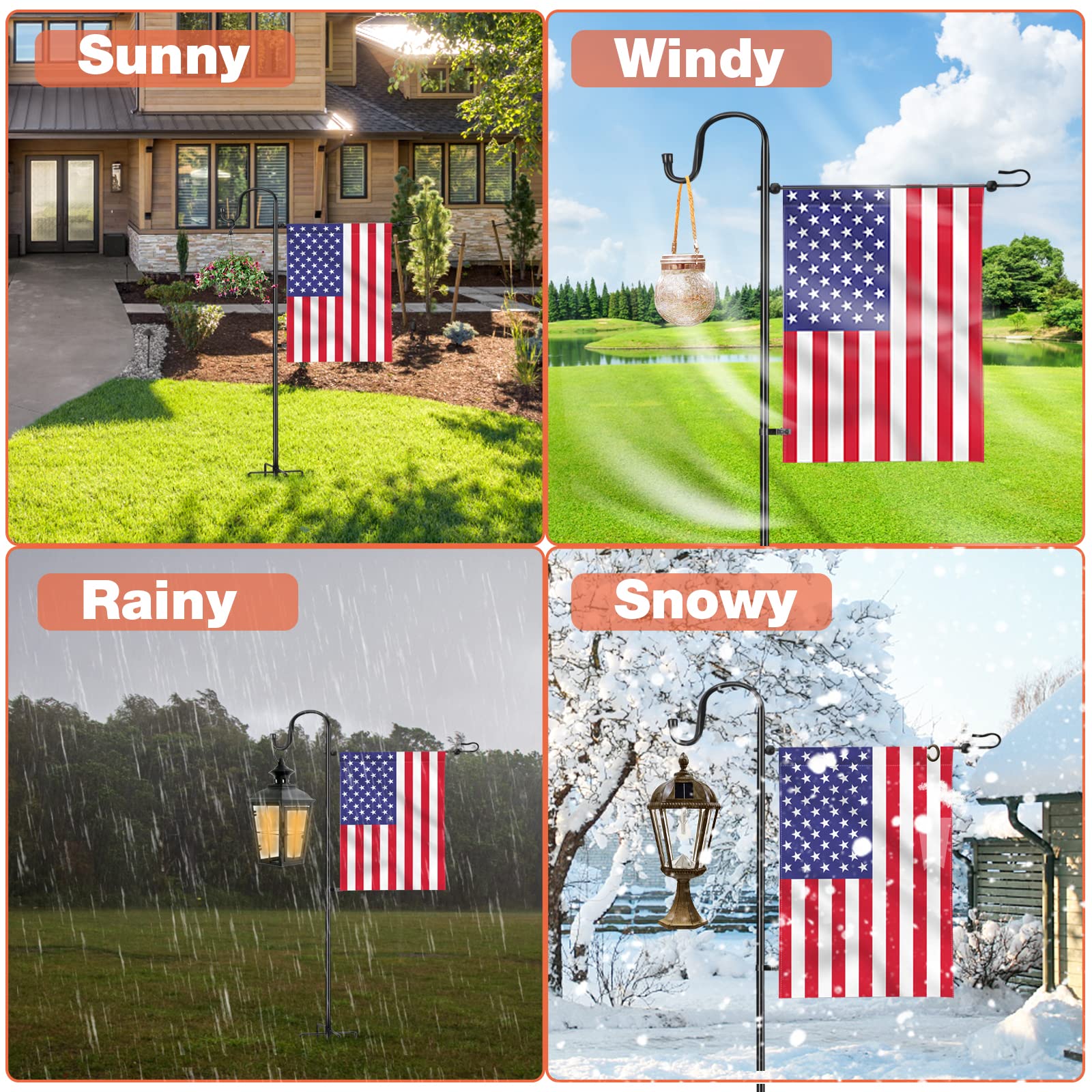 Upgraded LOPANNY Garden Flag Stand with Shepherd Hooks - 45IN Yard Flag Holder for 12 x 18