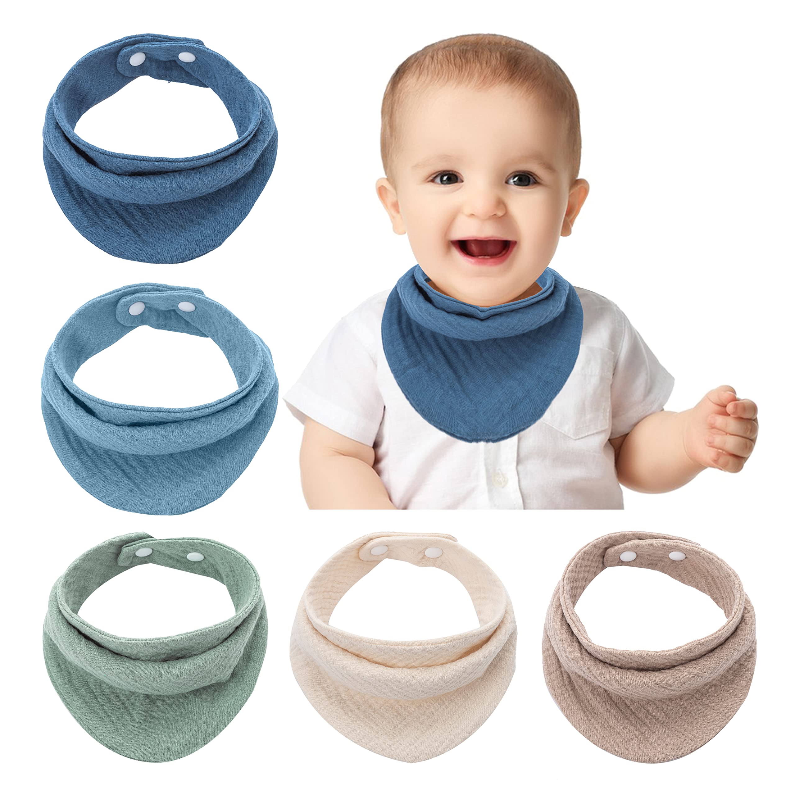 **Baby Bandana Drool Bibs Set - Soft Muslin Cotton Teething Bibs for Boys & Girls, Newborn & Toddler, Unisex - Perfect for Feeding, Drooling & Teething Relief**
