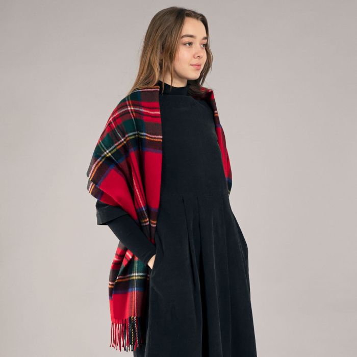 Bobbie Royal Stewart Tartan Lambswool Stole - Premium Scottish Tartan Shawl for Women, Soft Winter Wrap for Christmas, Weddings & Formal Events