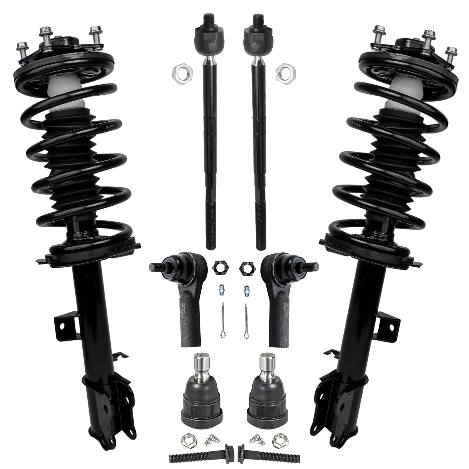 Detroit Axle Front Suspension Kit for 2001-2007 Ford Escape Mazda Tribute Mercury Mariner - 2 Struts & Coil Springs, 2 Lower Ball Joints, 4 Inner/Outer Tie Rods - Replacement Parts for Smooth Ride & Enhanced Handling - Perfect for Off-Road Adventures & Daily Commuting