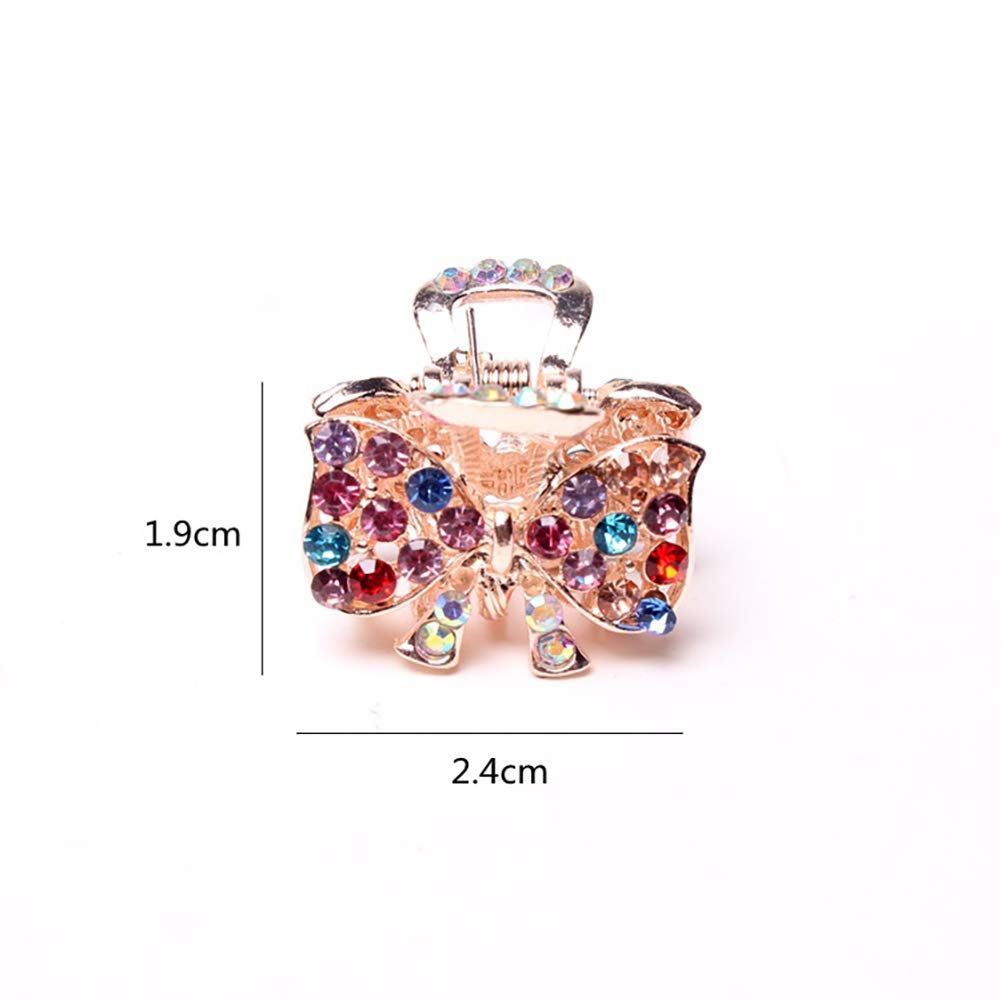 6 PCS Women's Alloy Rhinestone Non-Slip Mini Hair Claw Clips - Small Bang Jaw Hair Clamps & Grip Pins for Fine Hair (Style A#) - Perfect for Daily Styling, Work, Parties & Special Occasions