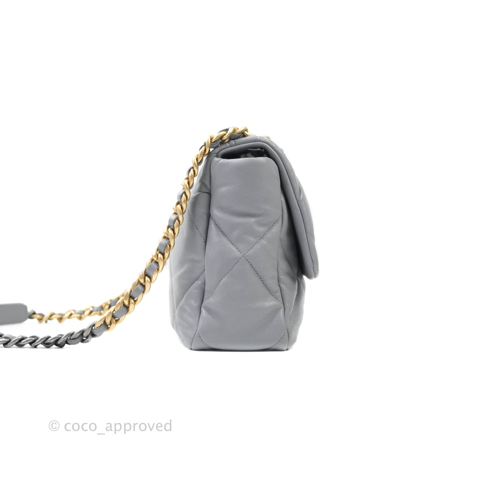 Chanel 19 Medium Grey Mixed Hardware Goatskin Shoulder Bag - Luxury Designer Handbag for Women | Perfect for Work, Date Night & Special Occasions