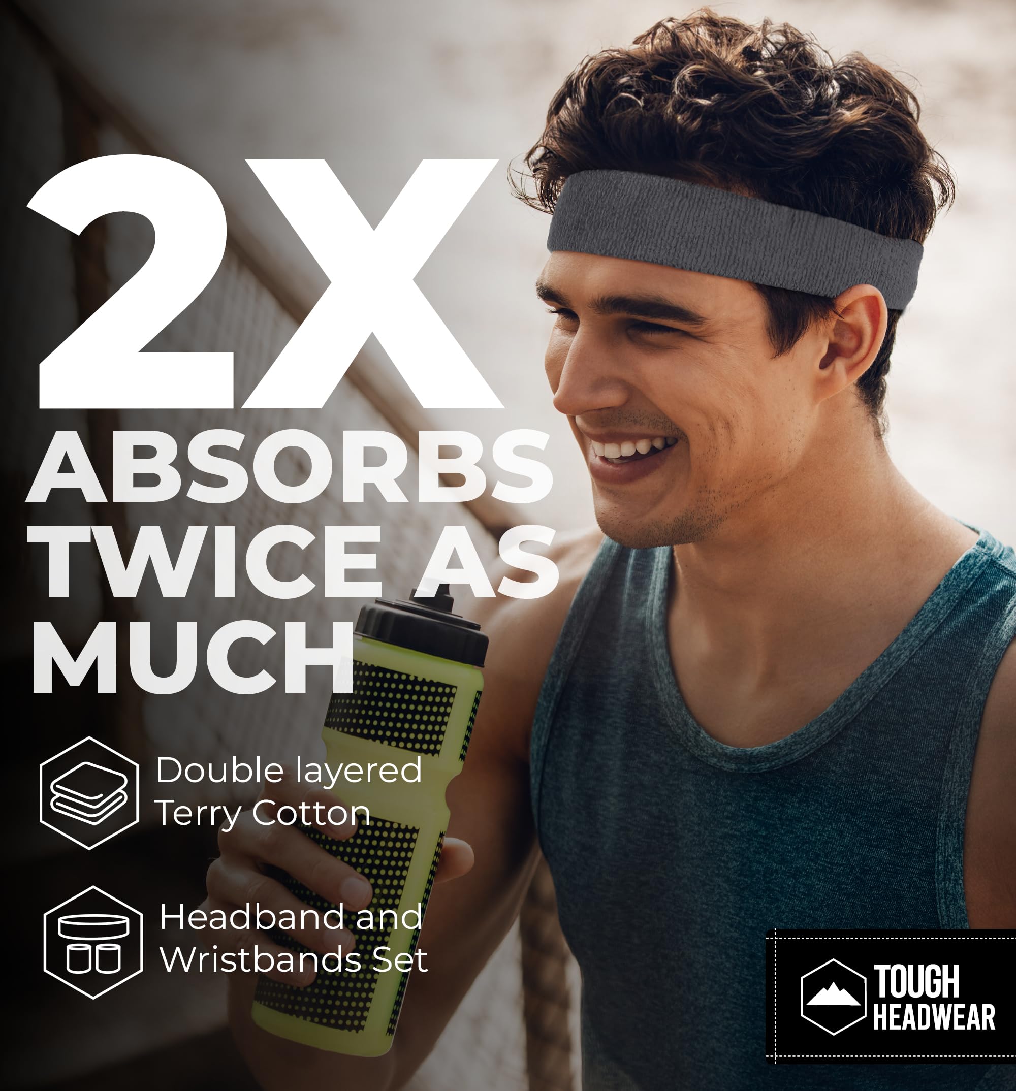 Breathable Terry Cloth Sweatband Set - Moisture Wicking Headbands & Wristbands for Men & Women | Perfect for Tennis, Basketball, Gym Workouts & Sports Activities | Stay Cool During Intense Exercise & Outdoor Sports