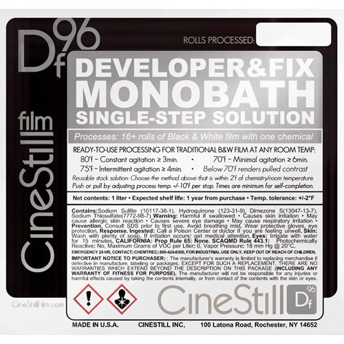 CineStill DF96 Monobath Liquid Developer for Black & White Film - 1 Liter Bottle | Fast & Easy Film Processing at Home or Studio | Perfect for Photographers & Darkroom Enthusiasts