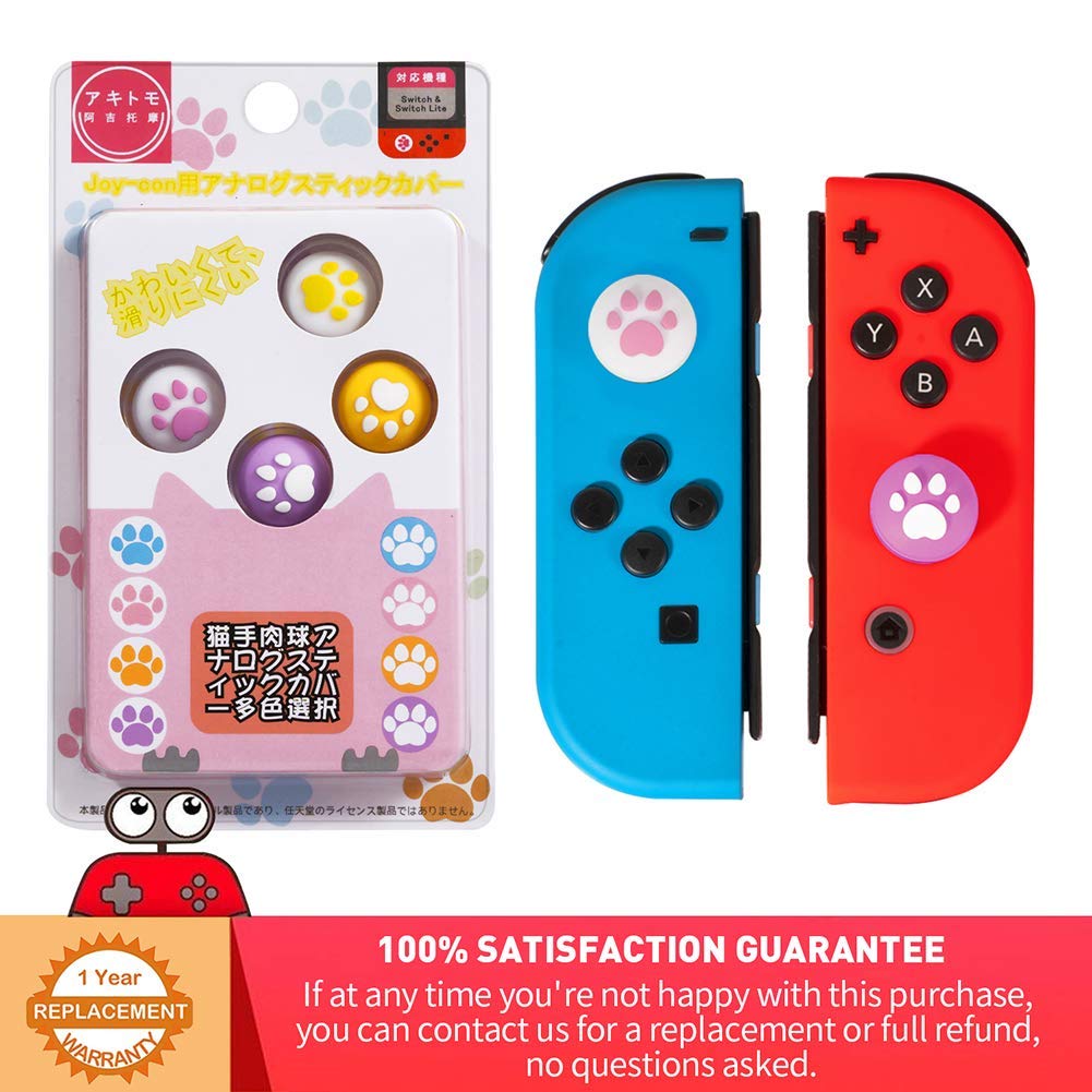 Soft Silicone Cat Claw Thumb Grips for Nintendo Switch & Lite - Comfortable Joystick Caps, Analog Stick Covers & Controller Skins (2-Pack) | Perfect for Gaming, Travel & Long Play Sessions
