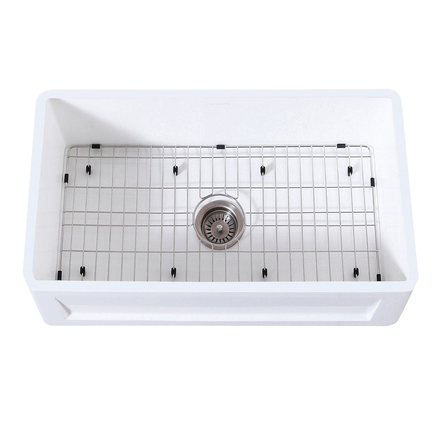 Arcticstone 30 Inch White Farmhouse Kitchen Sink - Solid Surface Apron Front Single Bowl with Strainer & Grid | Perfect for Modern Farmhouse, Rustic, and Country Style Kitchens