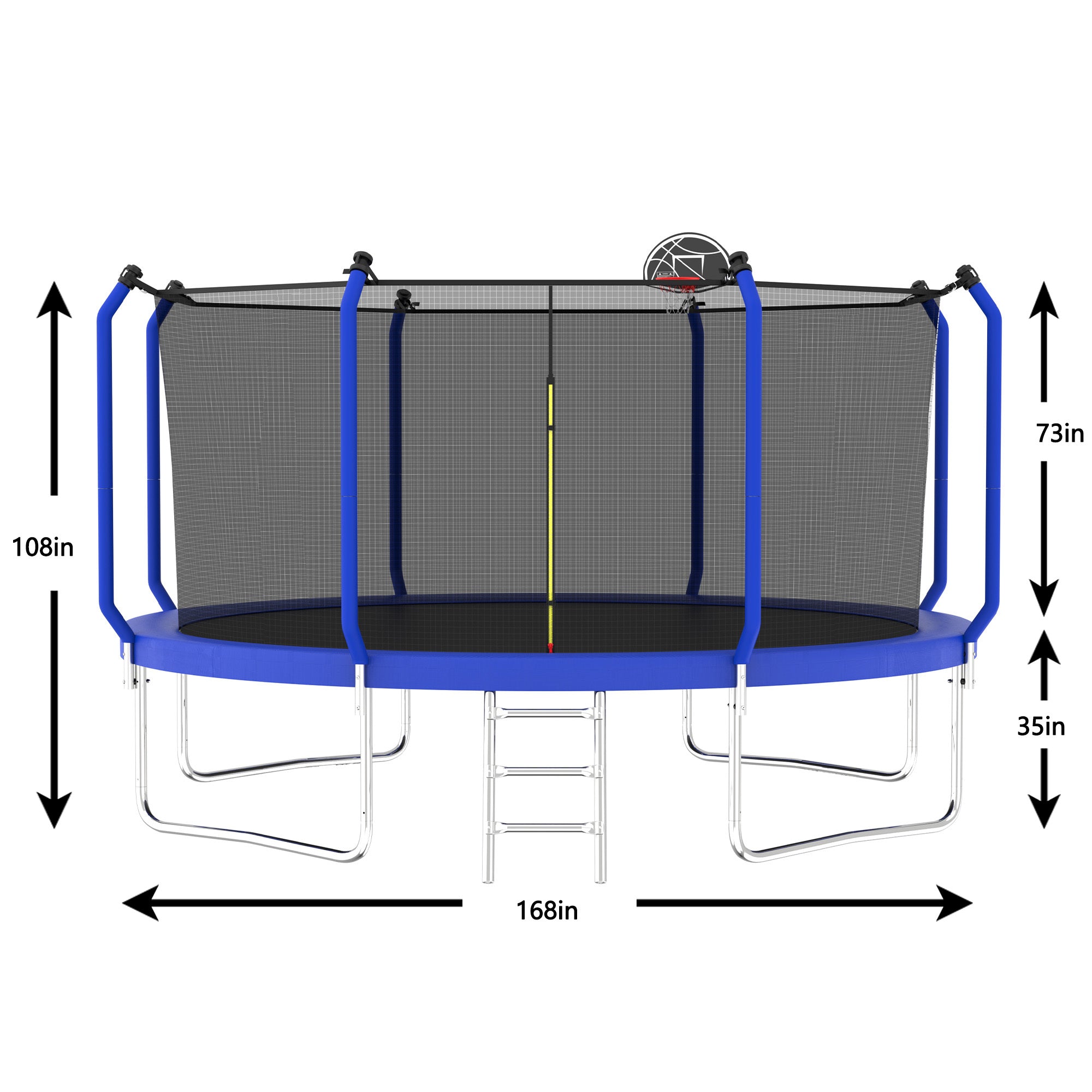 14FT Trampoline with Basketball Hoop - ASTM Approved Heavy Duty Outdoor Trampoline with Safety Enclosure Net - Perfect for Backyard Fun, Kids Play & Family Fitness Activities