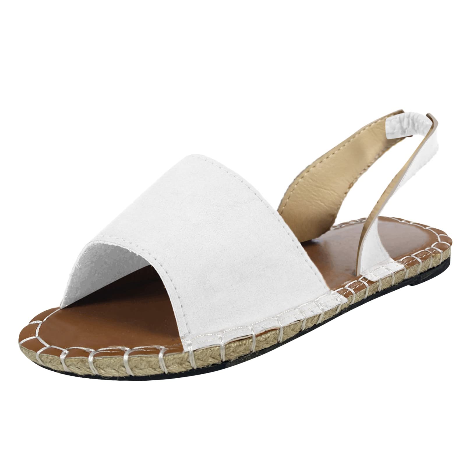 Women's Fashion Sandals - Solid Color Suede Retro Flat Casual Fish Mouth Beach Sandals for Summer Walking & Vacation Outfits