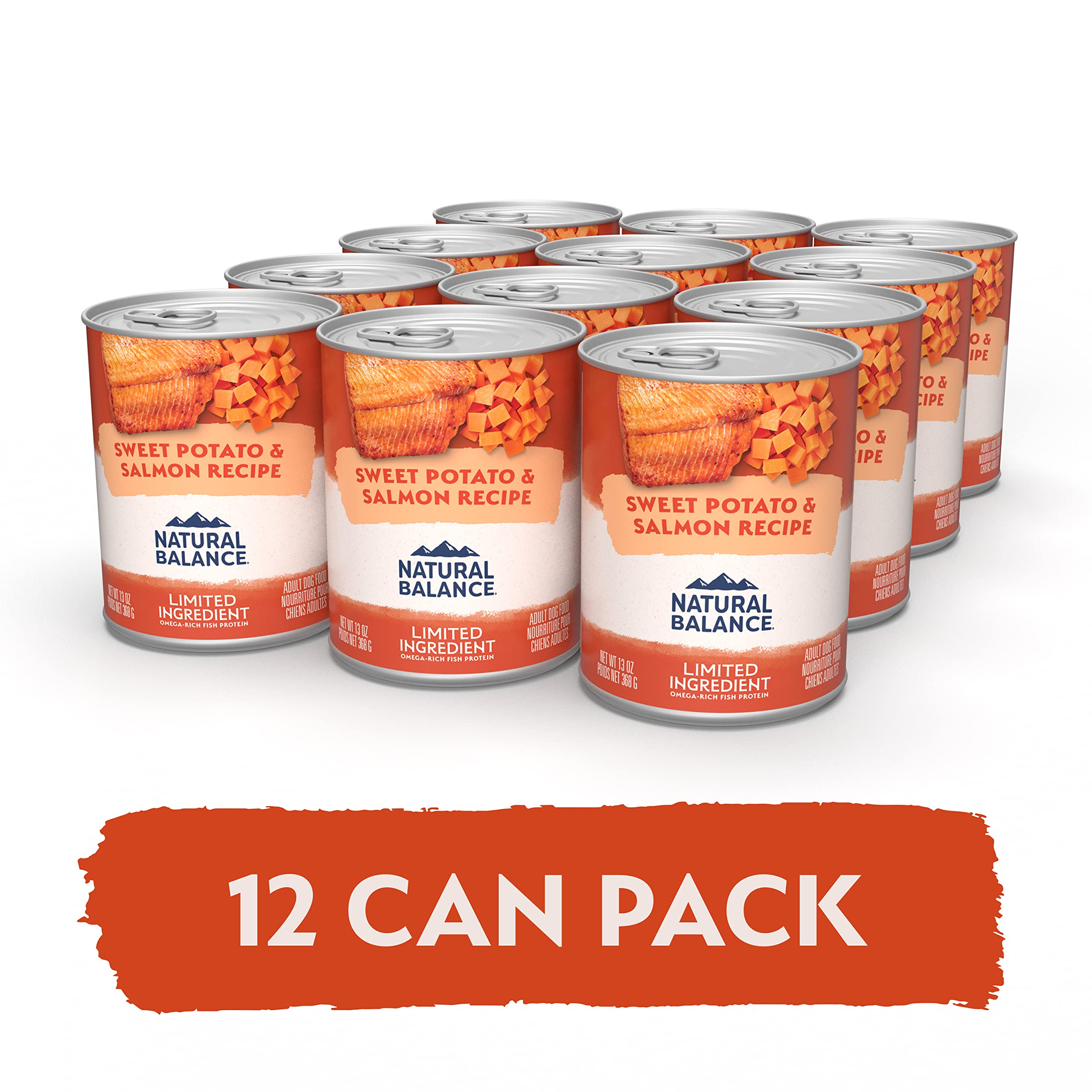 Natural Balance Limited Ingredient Diet Sweet Potato & Fish Grain-Free Wet Canned Dog Food for Adult Dogs - 13oz Can (Pack of 12) - Perfect for Sensitive Stomachs & Allergies Relief