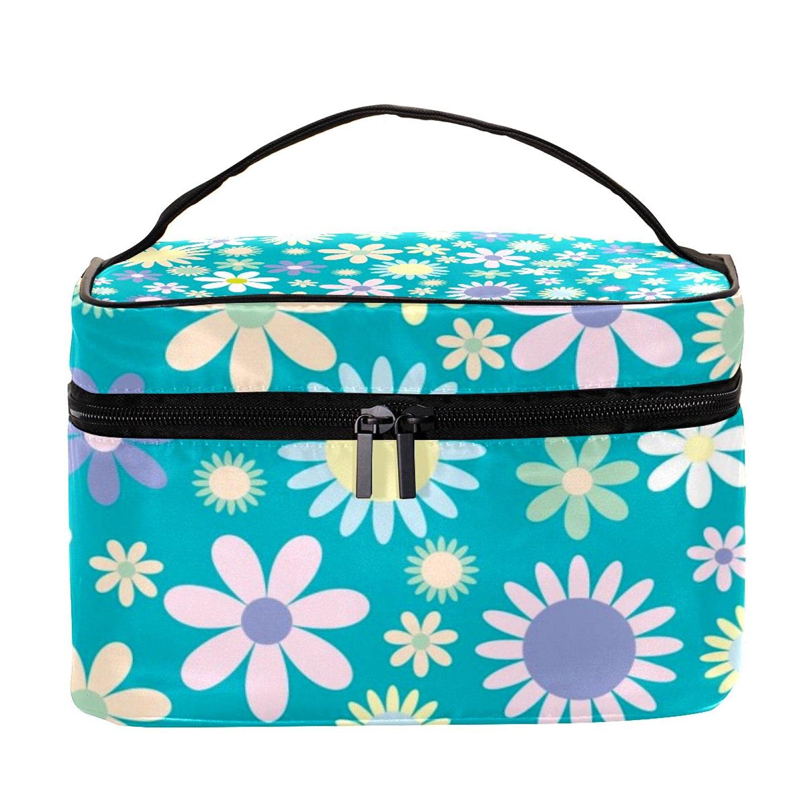 Vintage Floral Flowers Pattern Large Travel Makeup Bag - Waterproof Cosmetic Organizer with Zipper for Women & Girls | Perfect for Travel, Gym, and Daily Essentials Storage