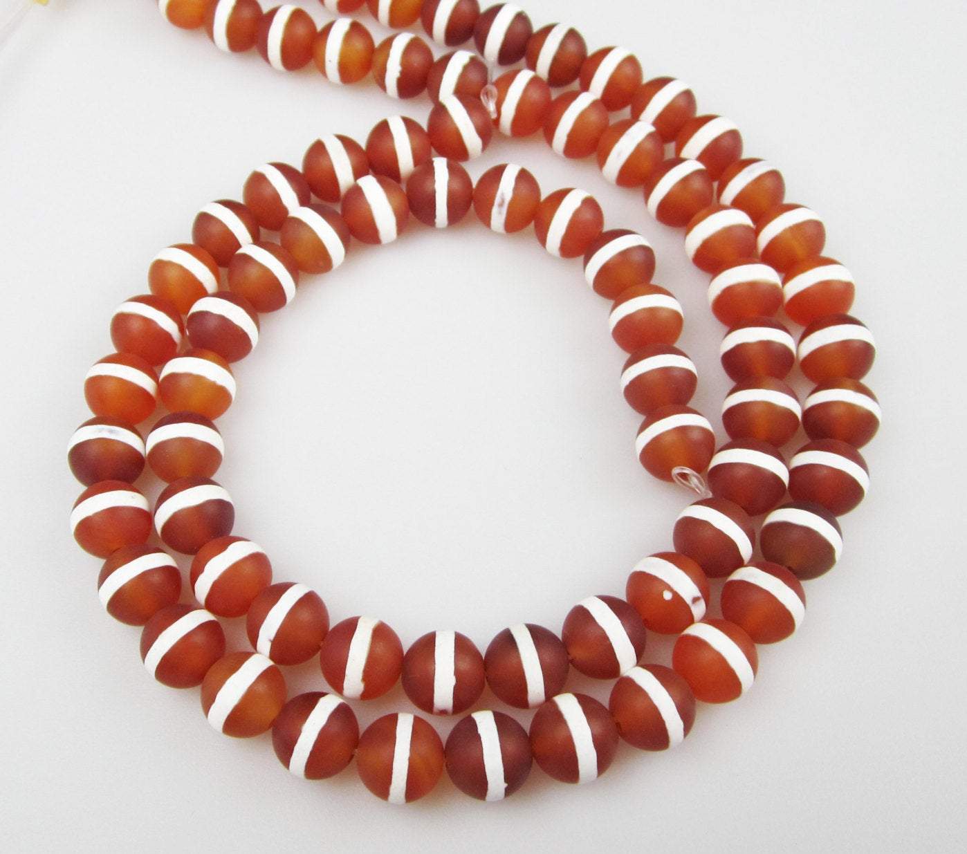 Natural Carnelian Gemstone Beads with White Stripes - 6mm 8mm 10mm 15.5 Inch Matte Round Beads Strand for Jewelry Making, DIY Crafts, Bracelets & Necklaces - Healing Crystal Beads for Meditation & Energy Work