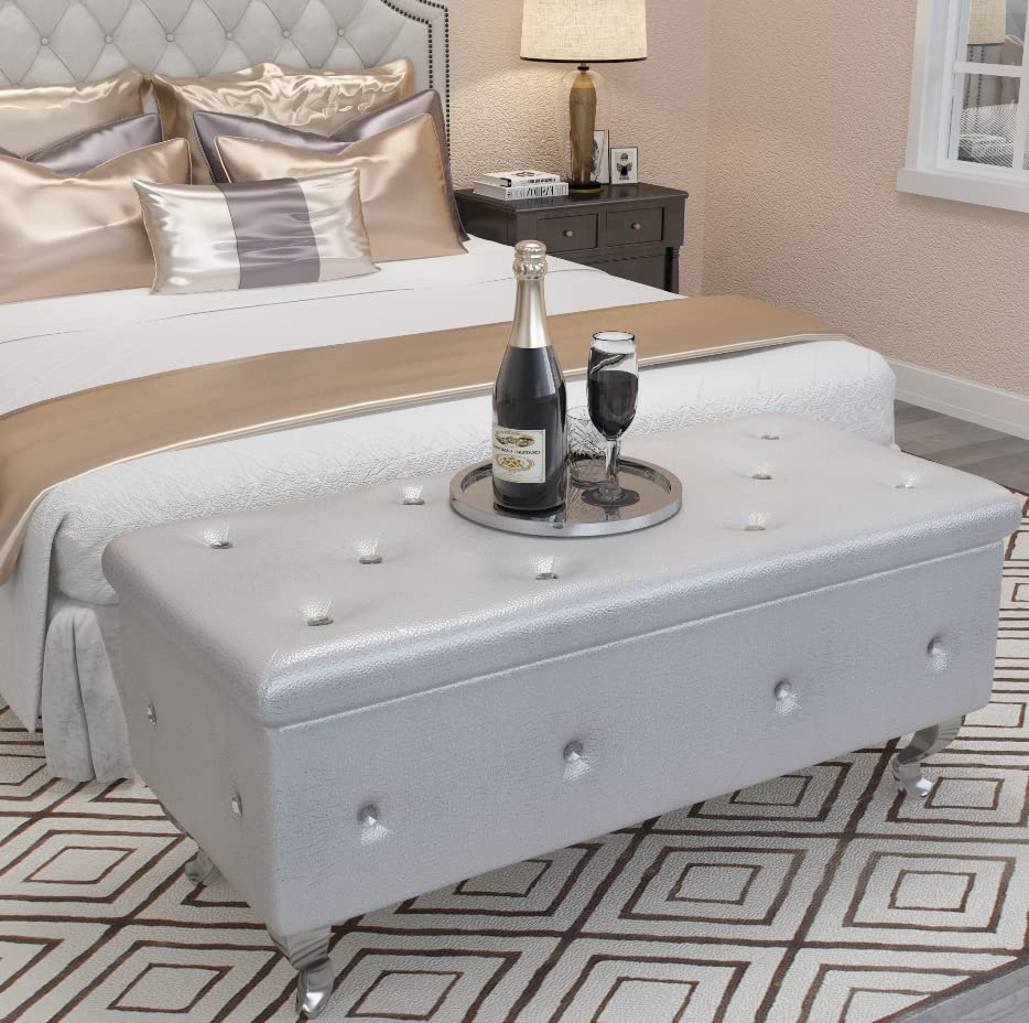 Takefuns Ottoman with Storage Bench - Modern Upholstered Footstool for Living Room, Bedroom & Entryway - Multi-Functional Storage Seat for Shoes, Blankets & Home Decor