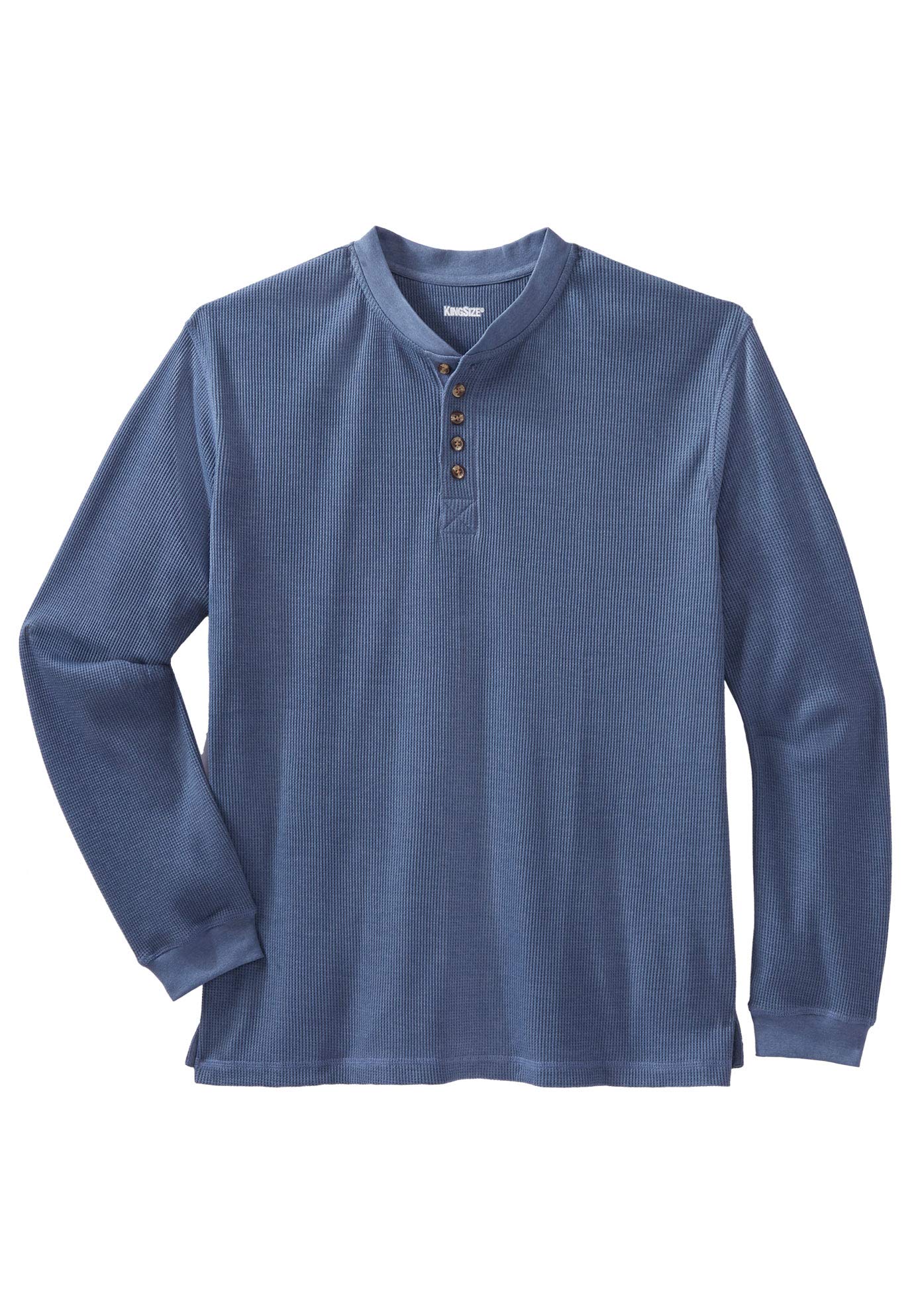 KingSize Men's Big & Tall Waffle-Knit Thermal Henley Shirt - Long Sleeve Underwear Top for Cold Weather & Layering